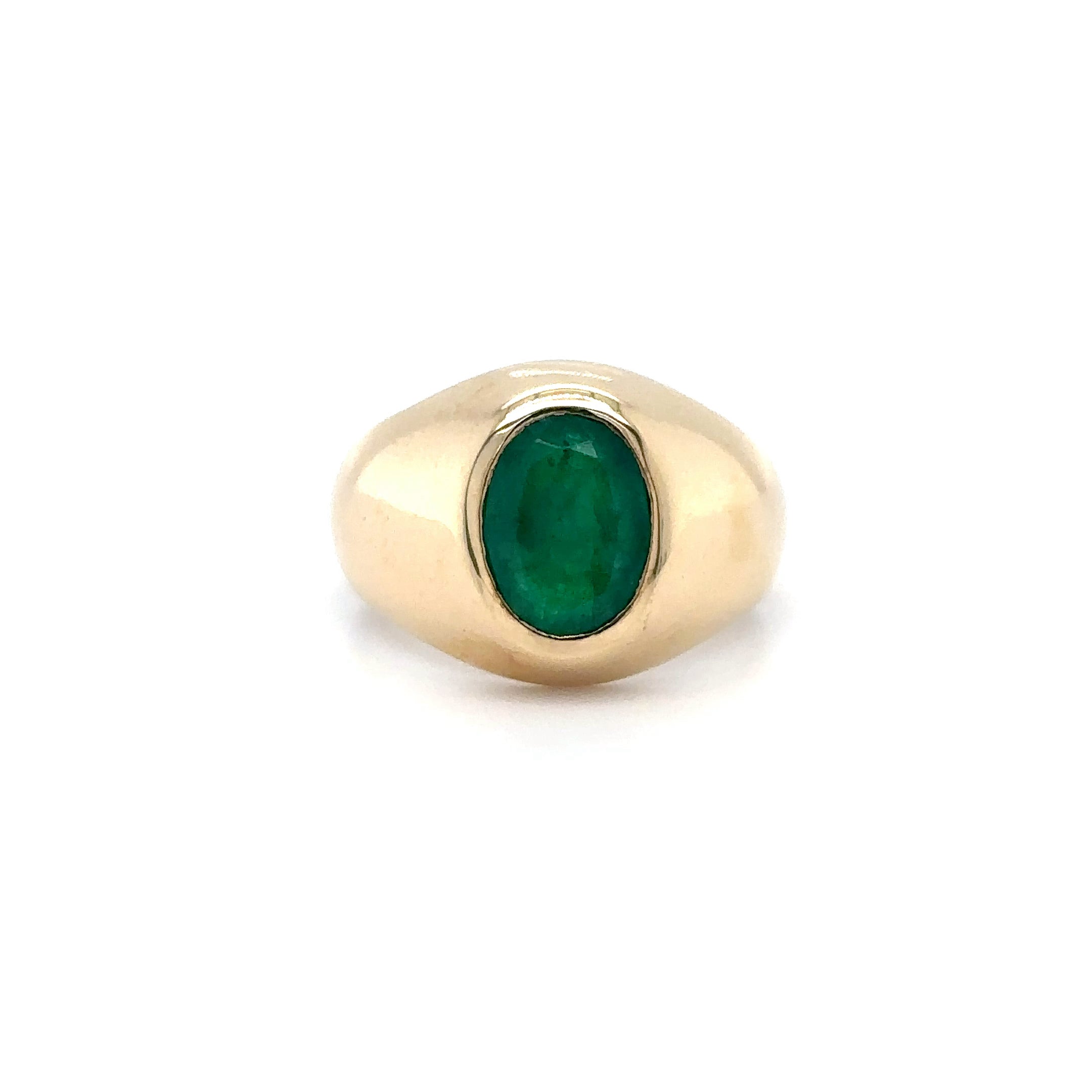 Anillo De Oro Amarillo De 14 Quilates Con Esmeralda 1.85 Ct.