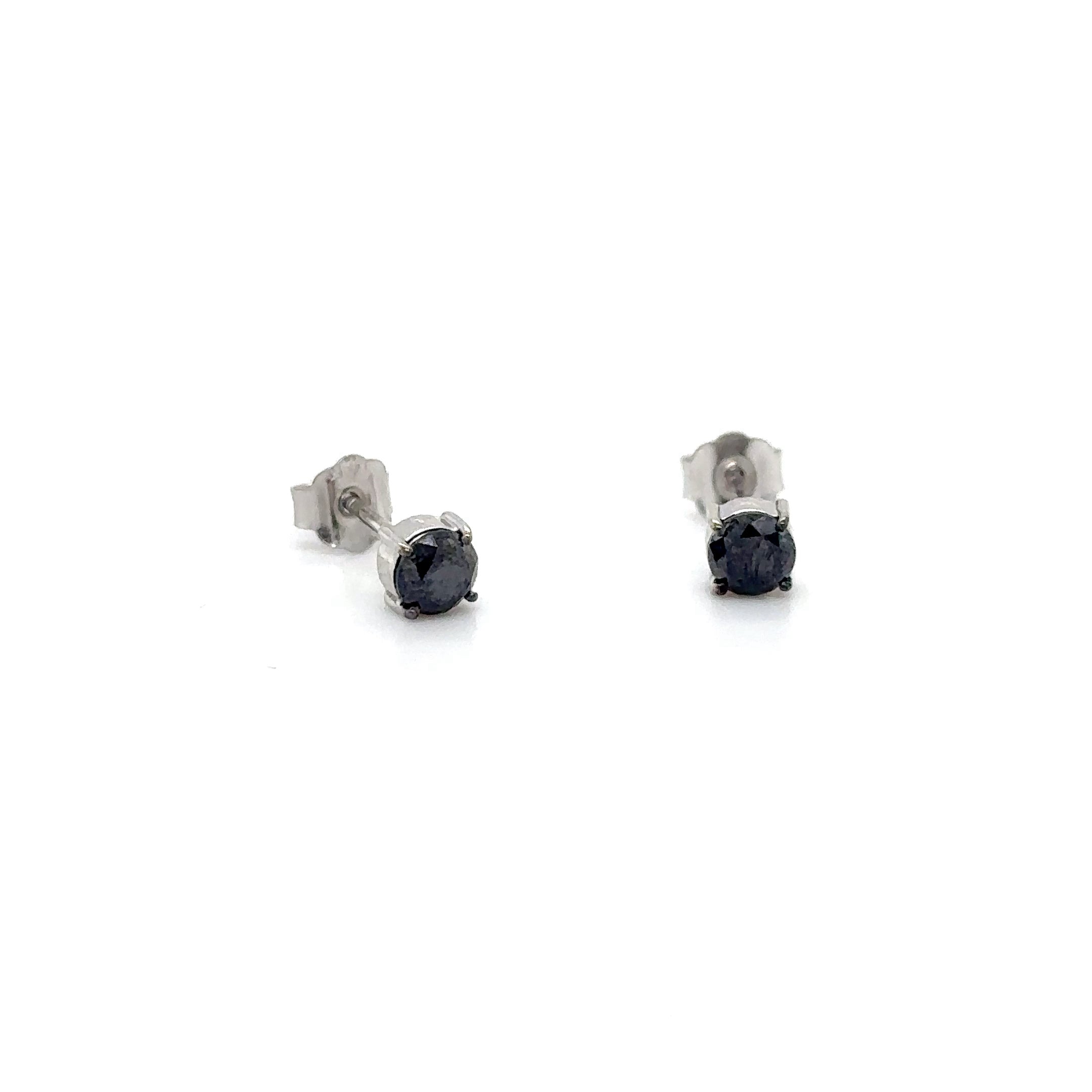14Kt White Gold Earrings with Black Diamonds, 0.74 CT