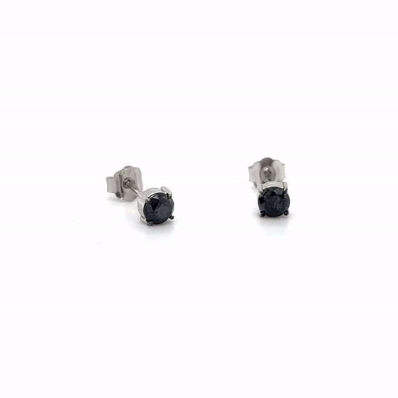 14Kt White Gold Earrings with Black Diamonds, 0.74 CT