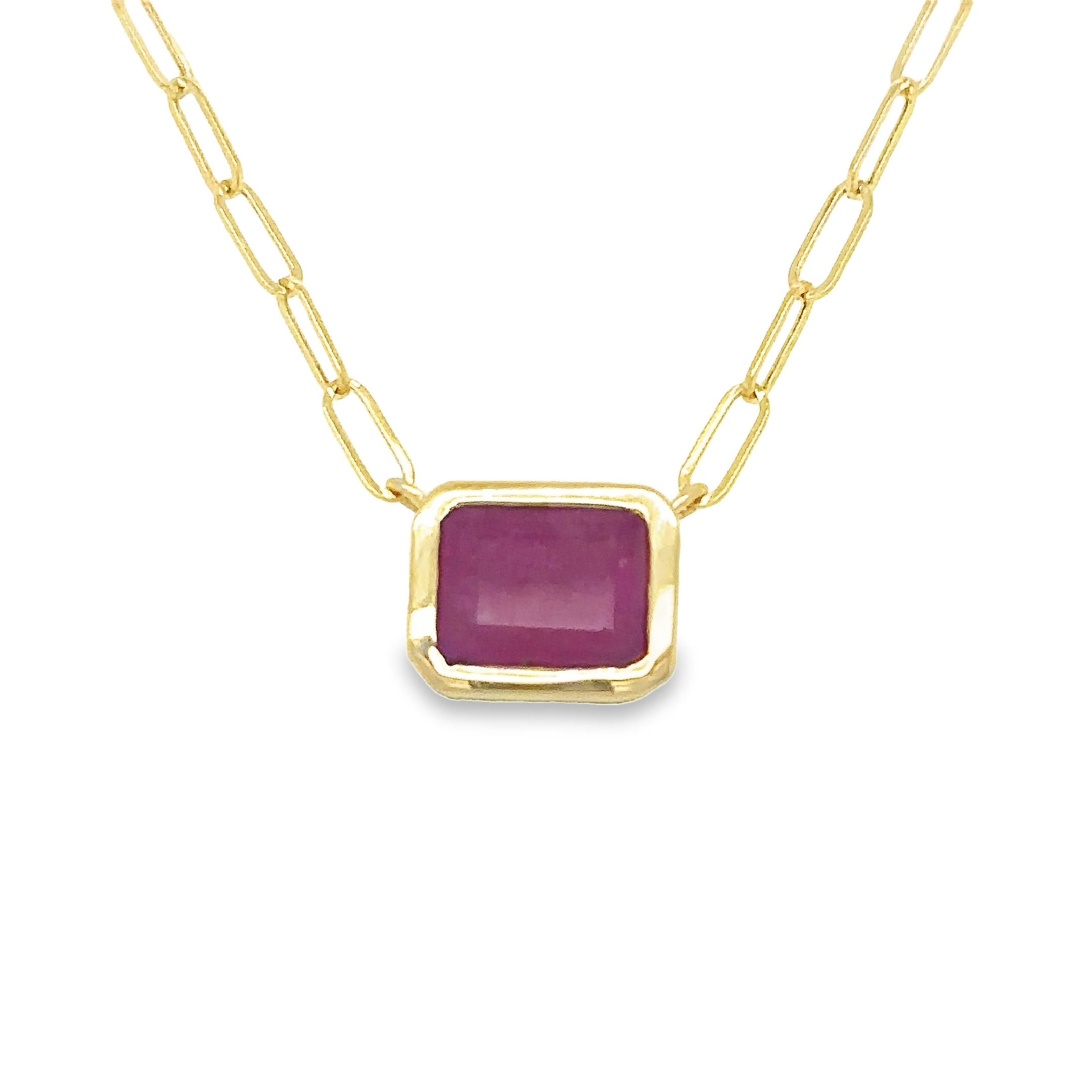 Collar De Rubí De Oro Amarillo De 14Kt 3.29 Ct.