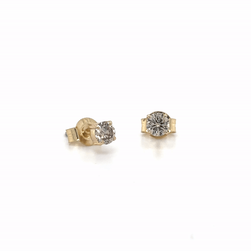 Pendientes De Oro Amarillo De 14 Quilates Con Diamantes Champán 0.23 Ct.