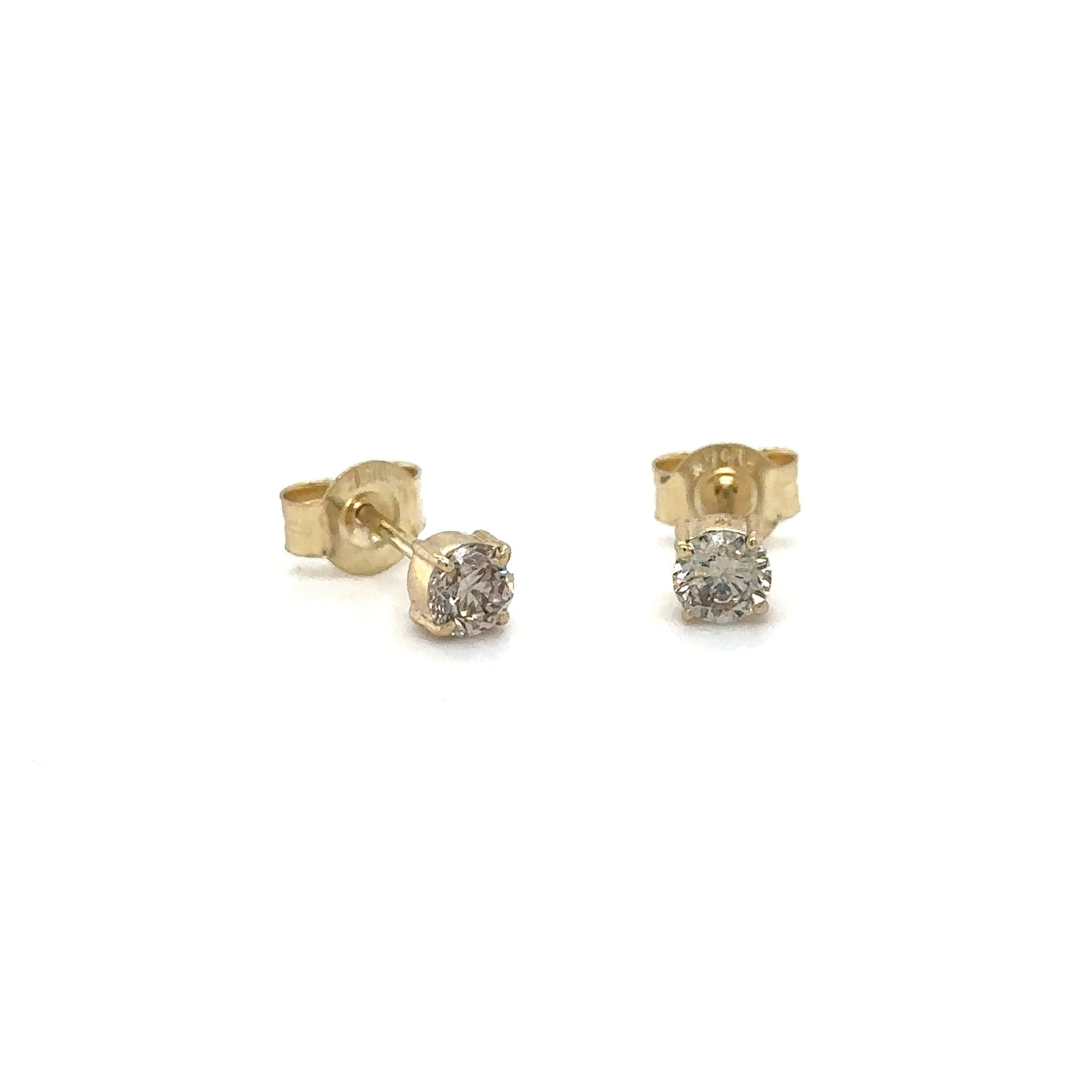 Pendientes De Oro Amarillo De 14 Quilates Con Diamantes Champán 0.23 Ct.