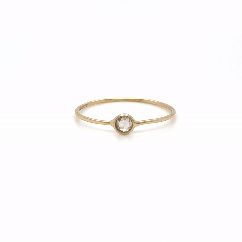 Anillo De Oro Amarillo De 14 Quilates Con Diamantes Talla Rosa 0.12 Ct.