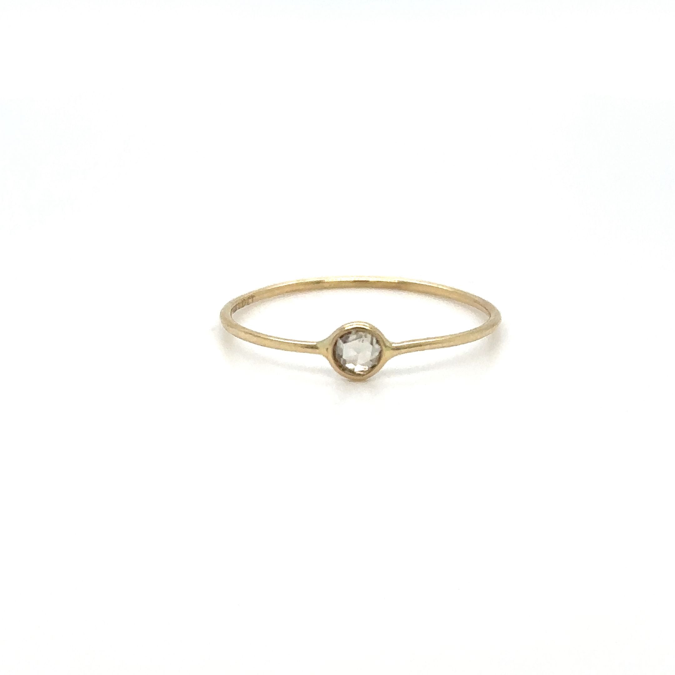 Anillo De Oro Amarillo De 14 Quilates Con Diamantes Talla Rosa 0.12 Ct.