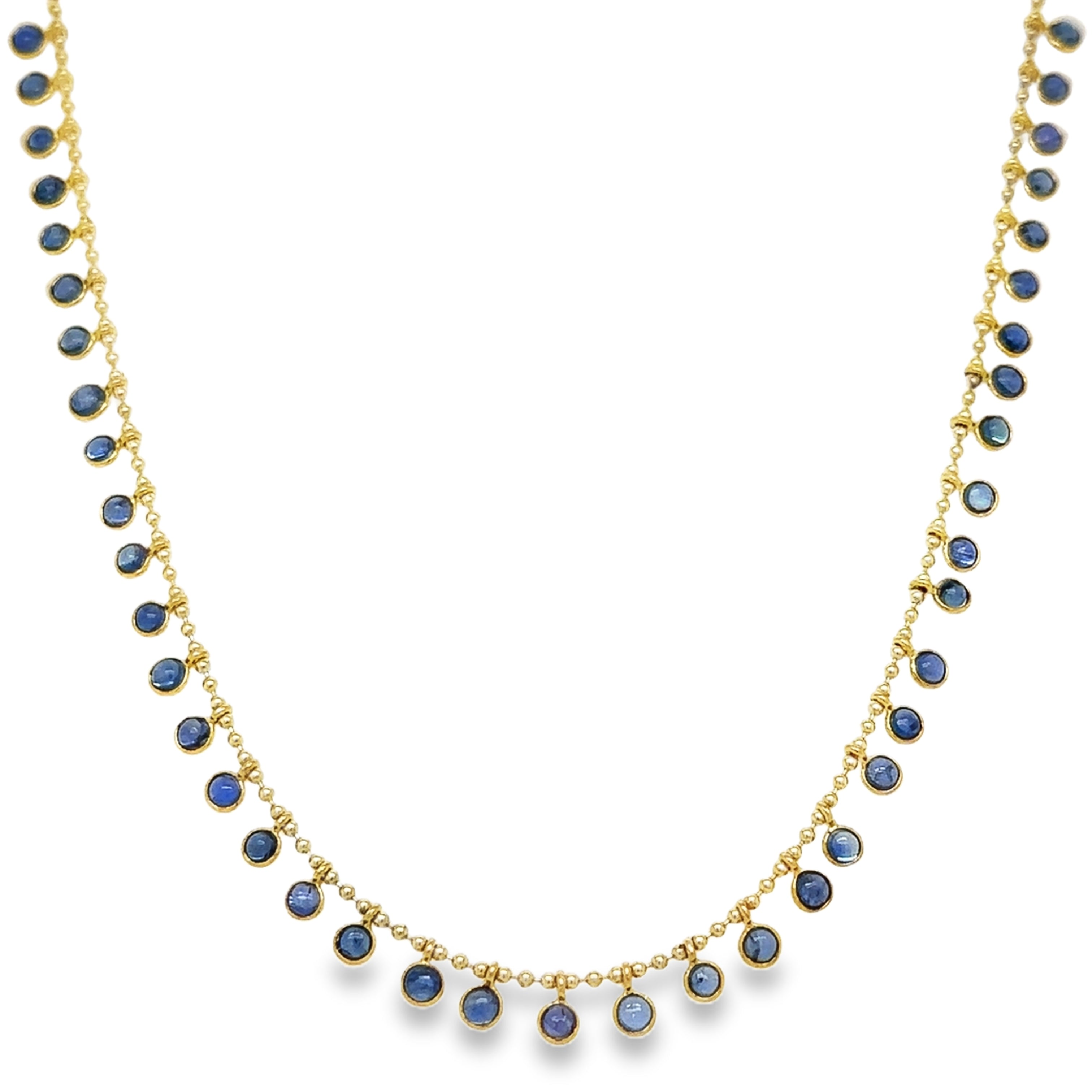 Collar Colgante De Zafiro De Forma Redonda En Oro Amarillo De 14Kt 8 Ct.