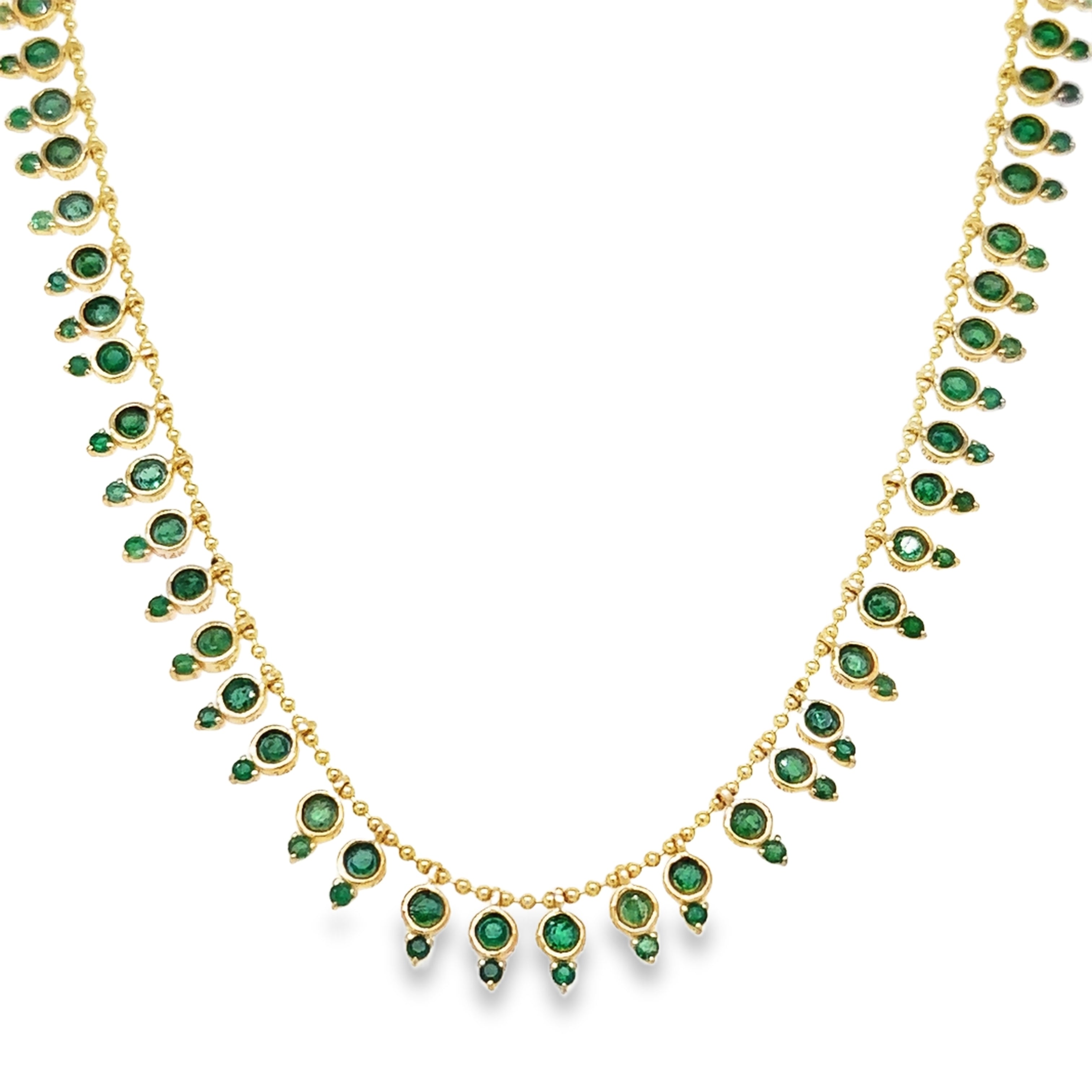Collar Colgante De Esmeraldas En Forma De Pera En Oro Amarillo De 14Kt 3.69 Ct.