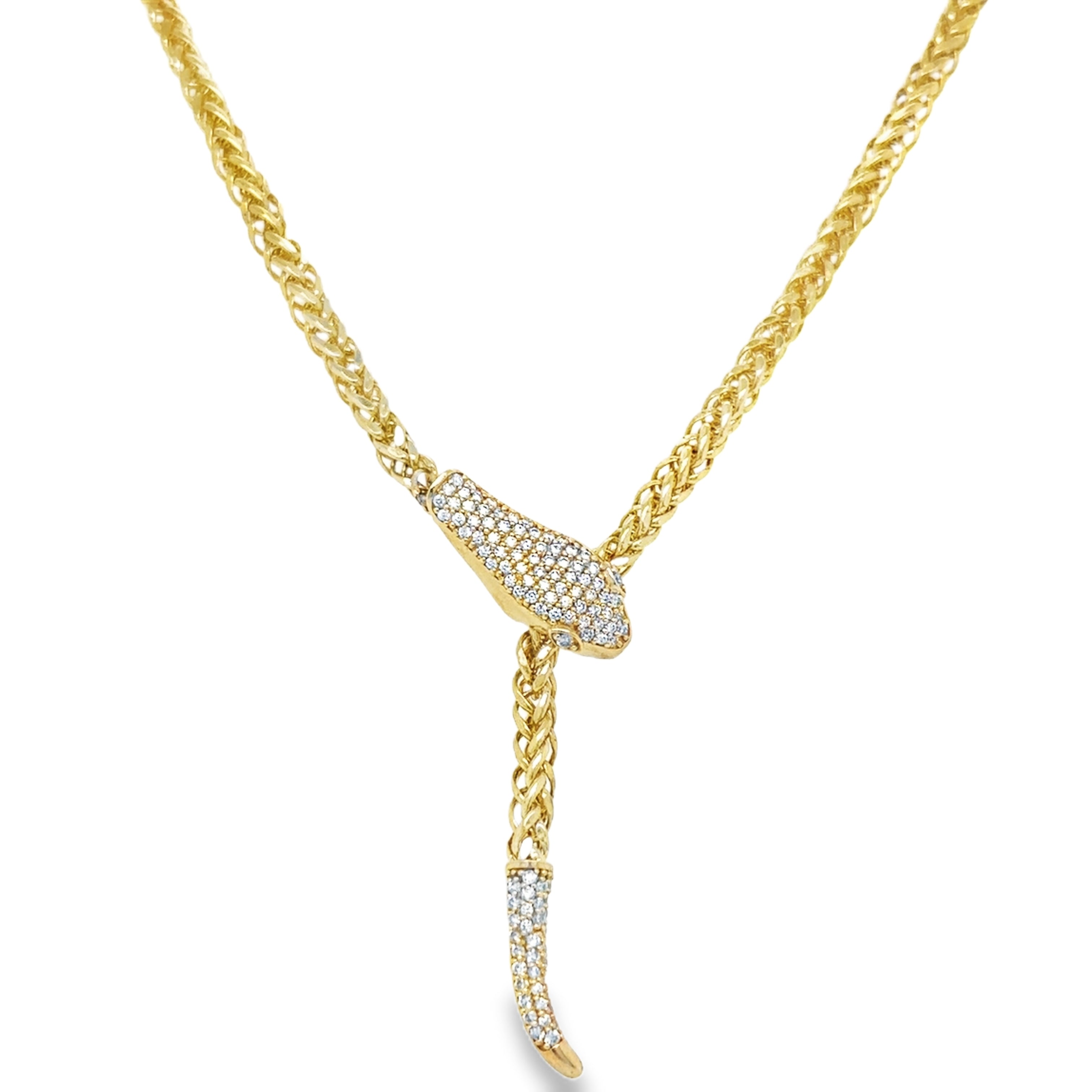 Collar De Serpiente De Diamantes De Oro Amarillo De 14Kt 0.58 Ct.