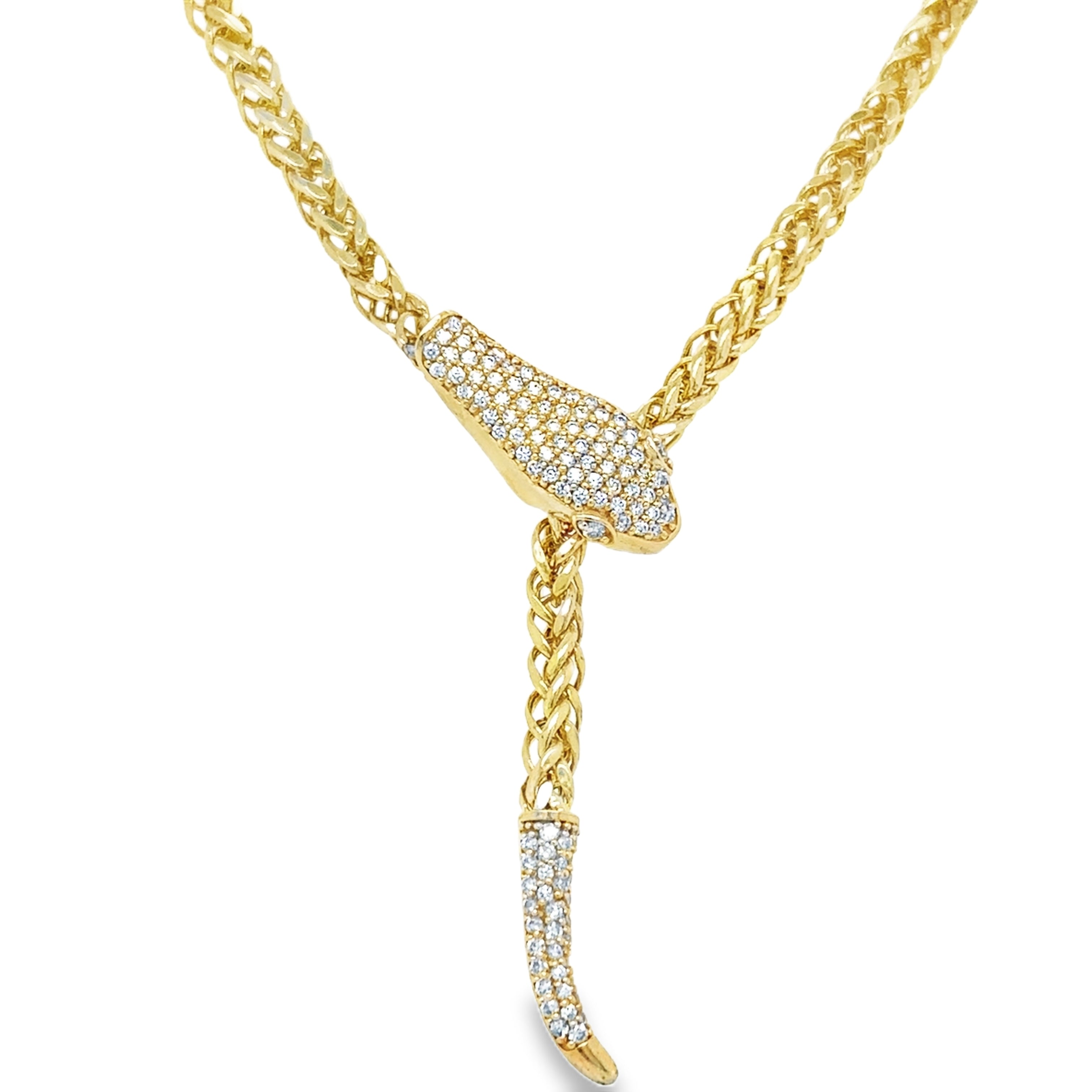Collar De Serpiente De Diamantes De Oro Amarillo De 14Kt 0.58 Ct.
