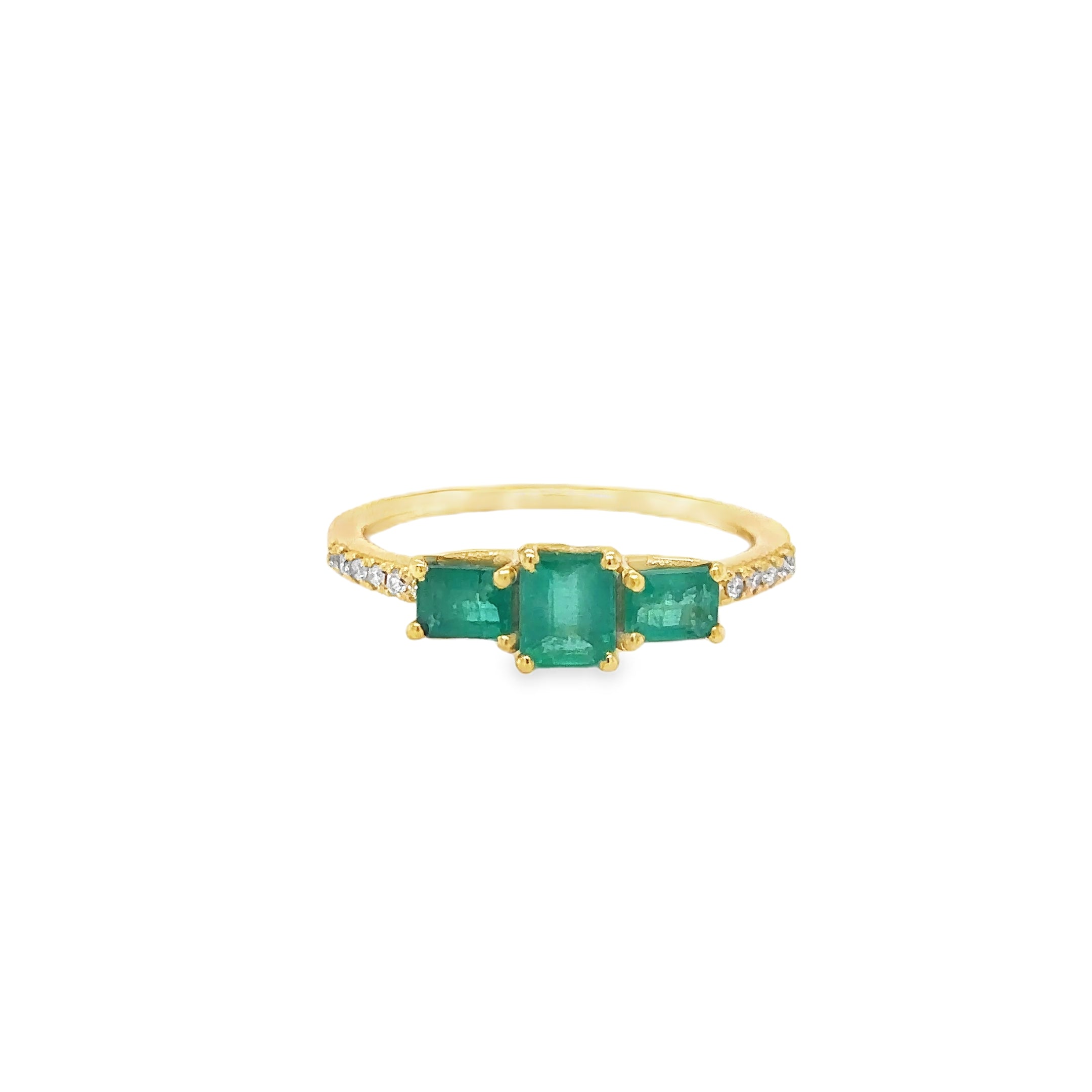 Anillo De Oro Amarillo De 18 K Con Esmeraldas Y Diamantes