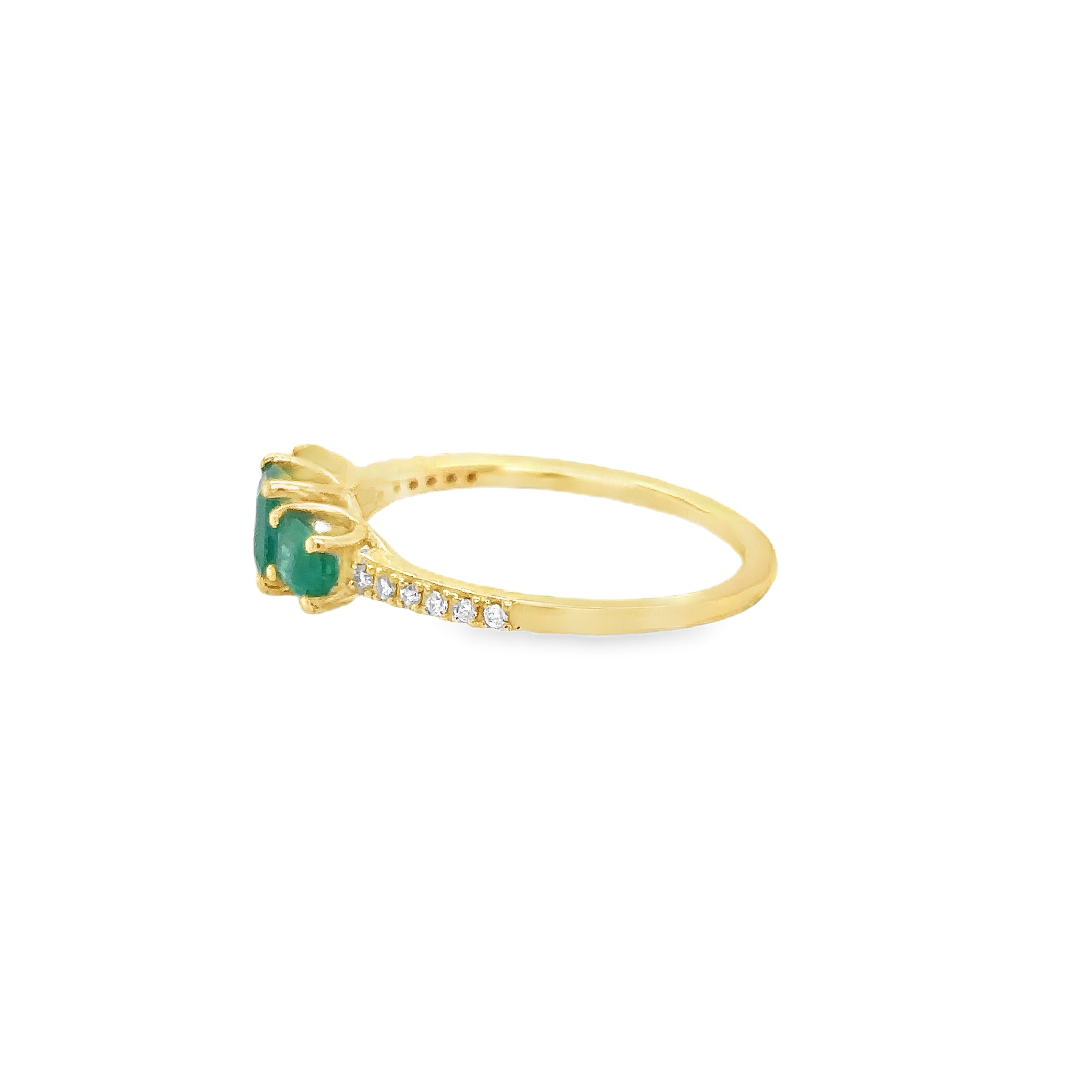 Anillo De Oro Amarillo De 18 K Con Esmeraldas Y Diamantes