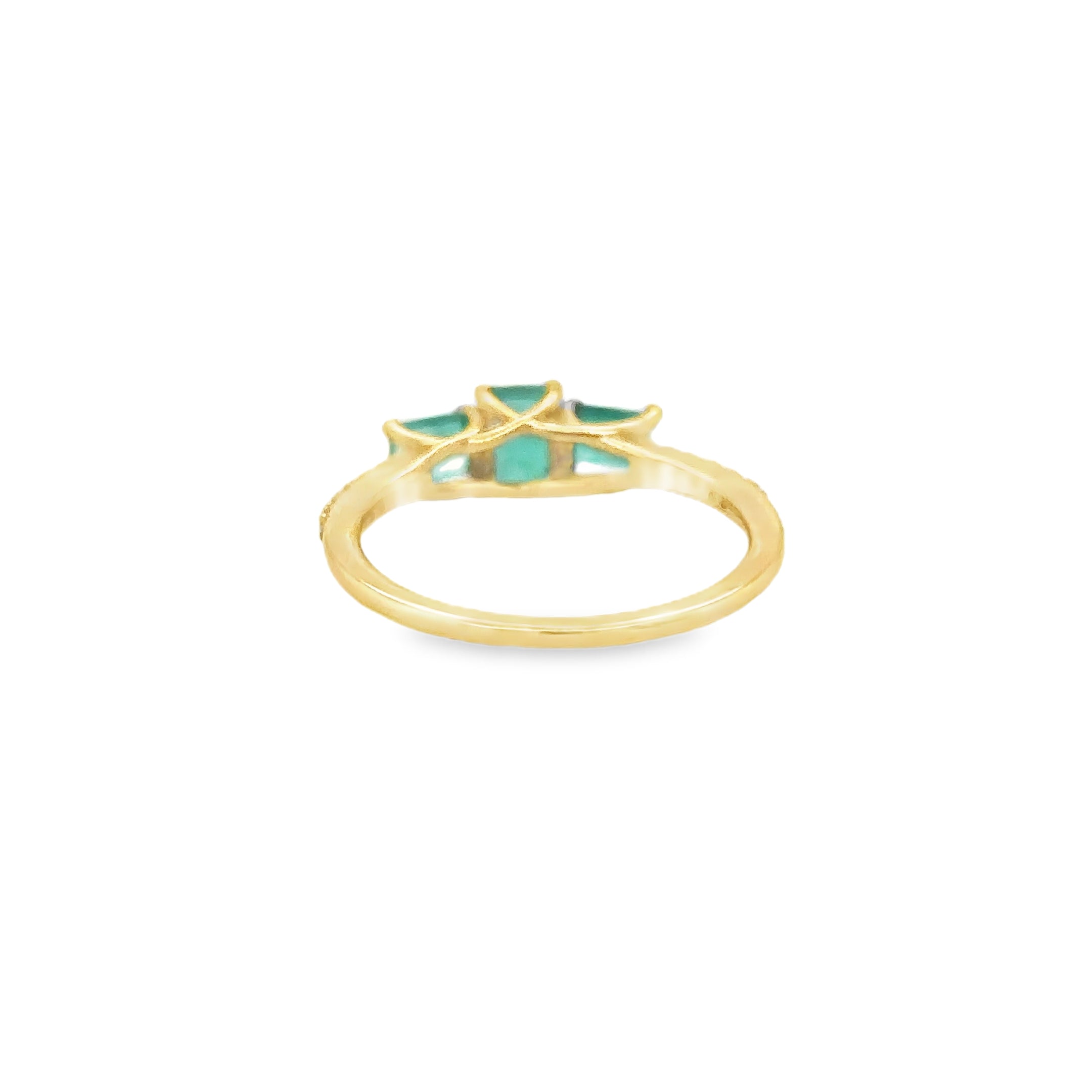 Anillo De Oro Amarillo De 18 K Con Esmeraldas Y Diamantes