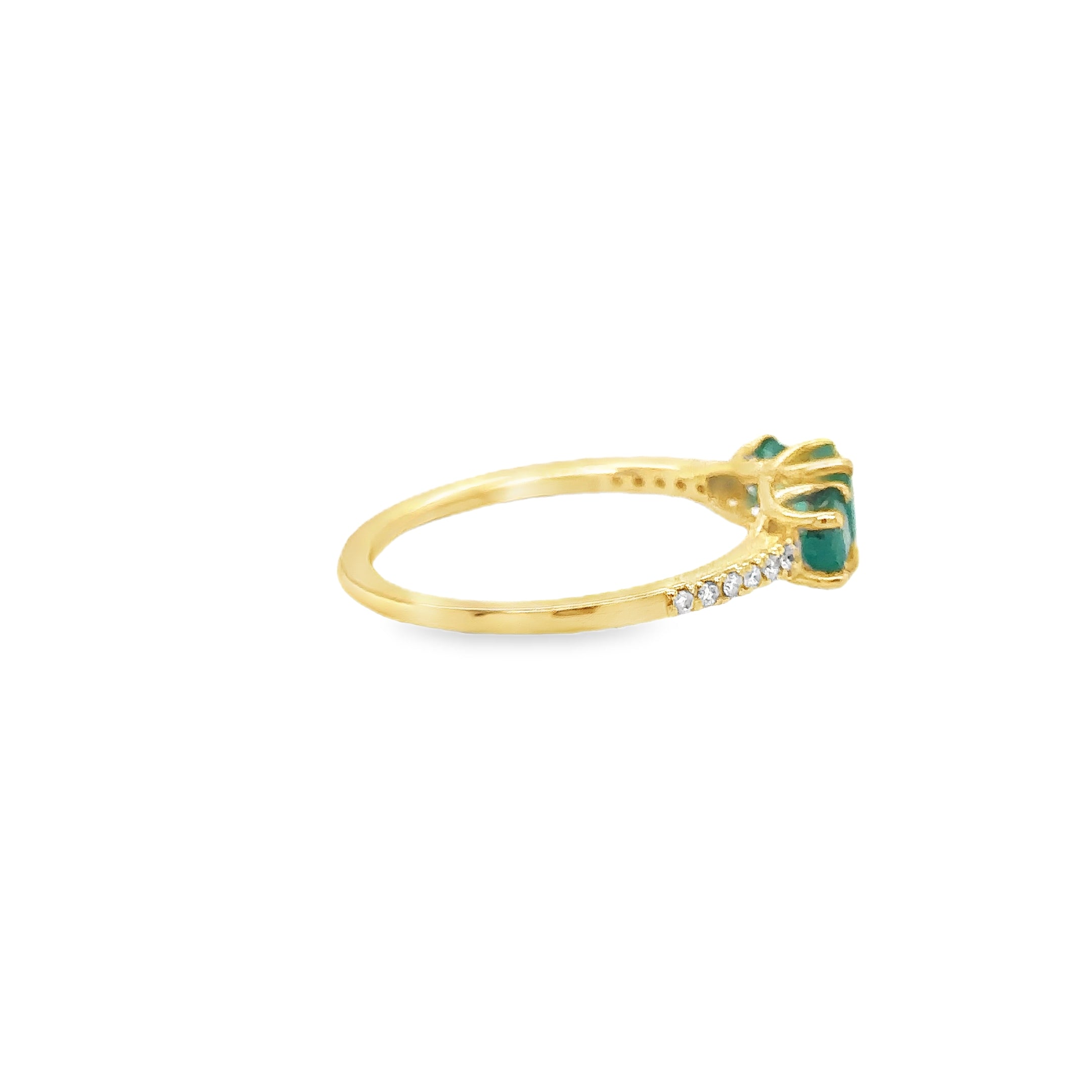 Anillo De Oro Amarillo De 18 K Con Esmeraldas Y Diamantes