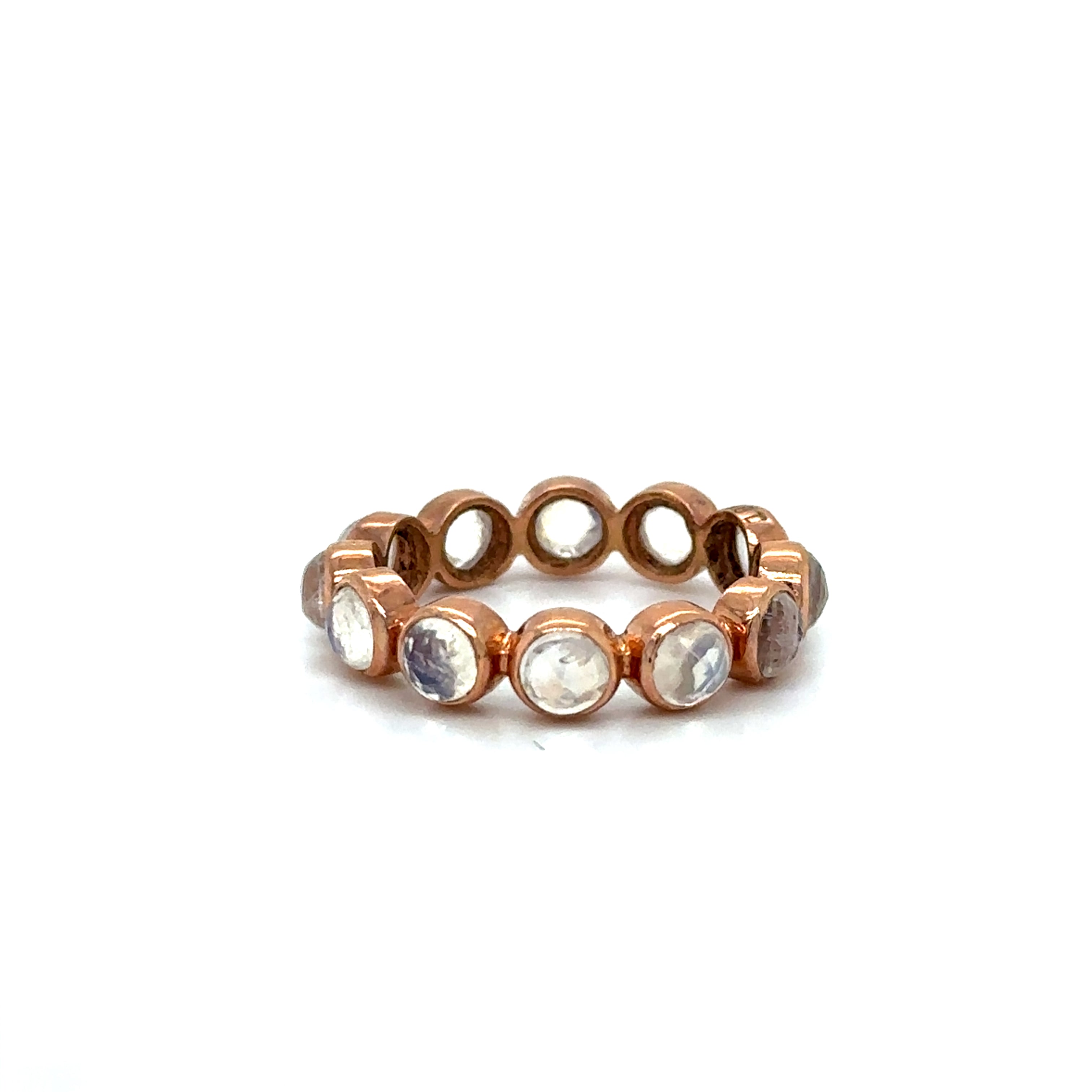 Anillo De Piedra Lunar Arcoíris De Oro Rosa De 18 Kates 3 Ct.