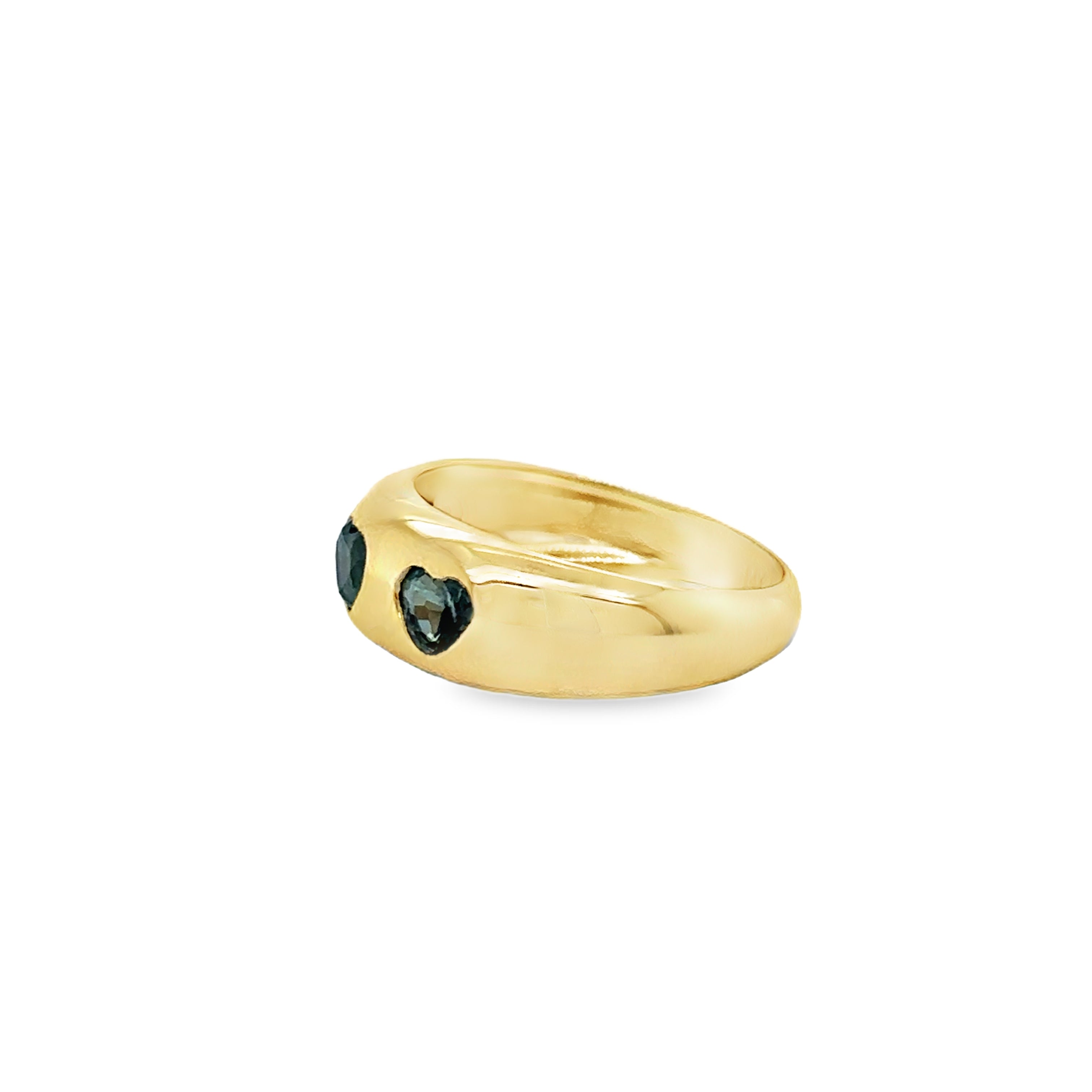 Anillo Gitano En Forma De Corazón De Zafiro Verde De Oro Amarillo De 14Kt 1.15 Ct.