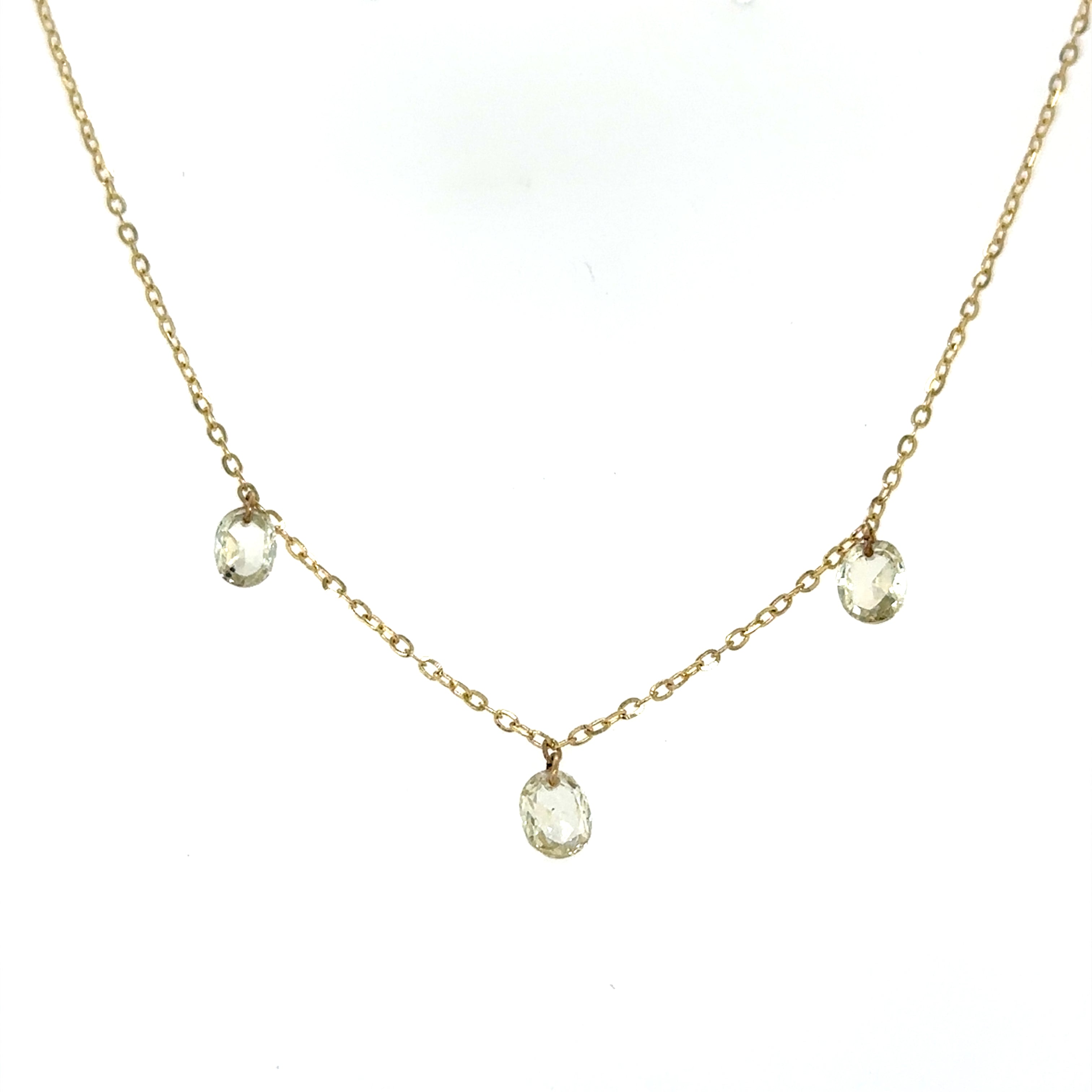 Collar De Oro Amarillo De 14 Quilates Con Diamantes Talla Rosa 1.55 Ct.