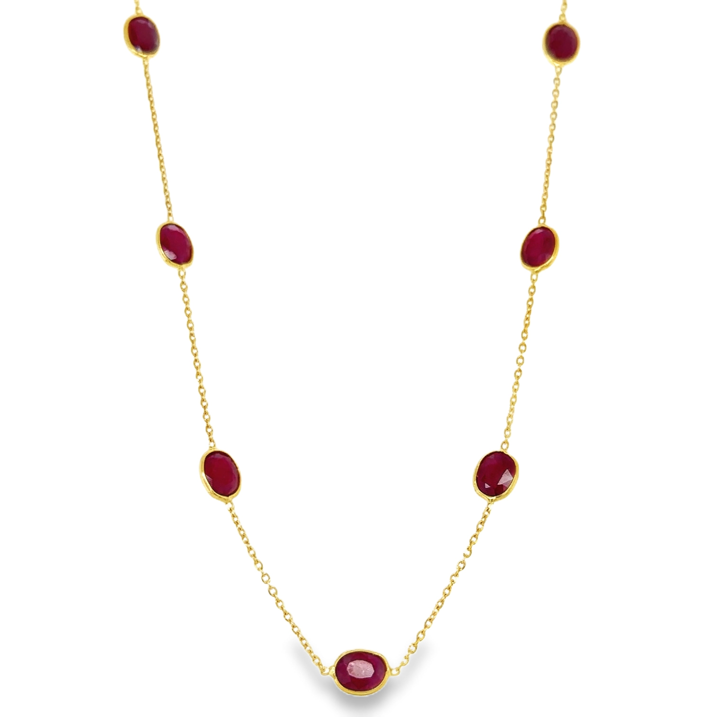 Collar De Rubí Biselado En Oro Amarillo De 18 Kt 5.1 Ct.
