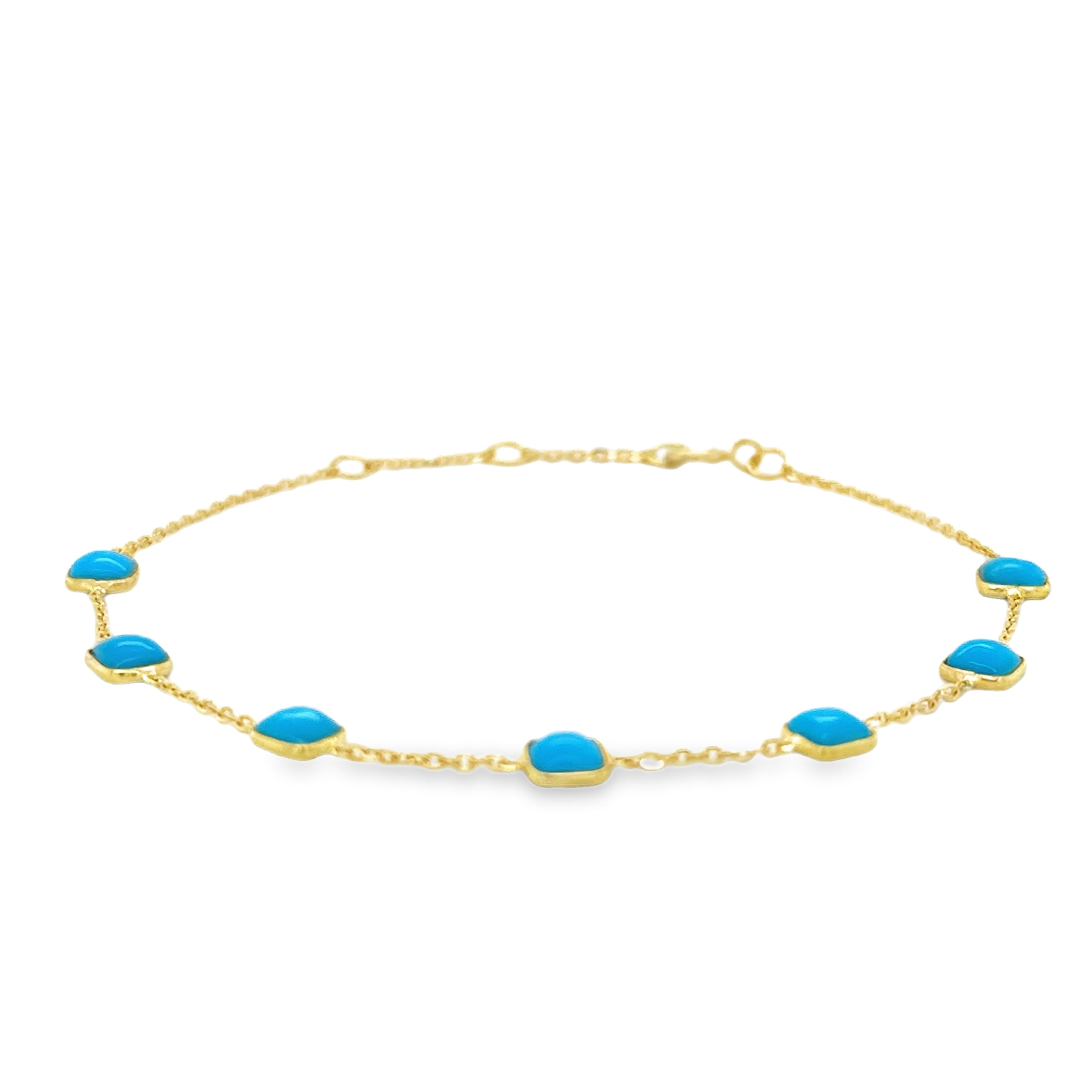 Brazalete Turquesa De Oro Amarillo De 18 K