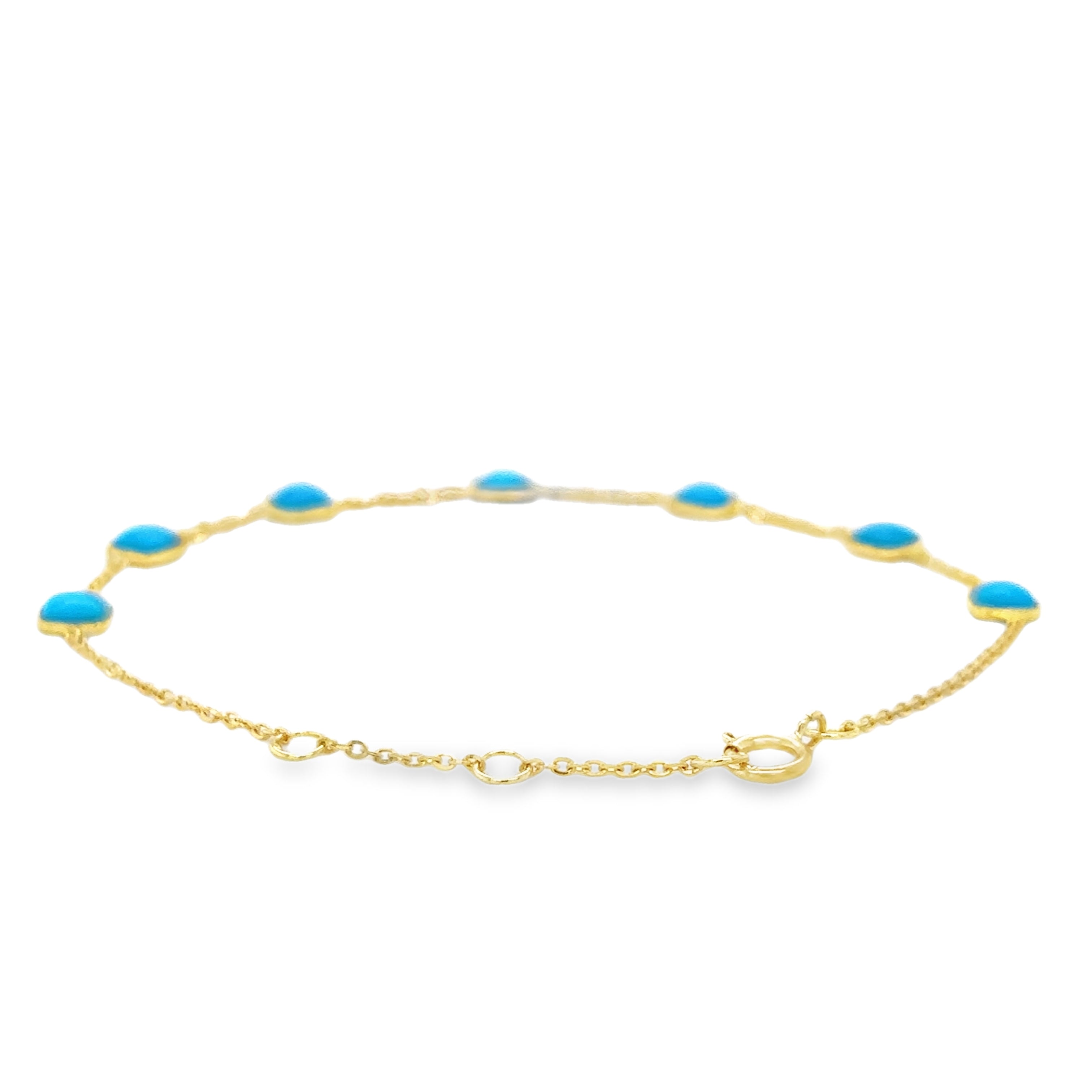 Brazalete Turquesa De Oro Amarillo De 18 K