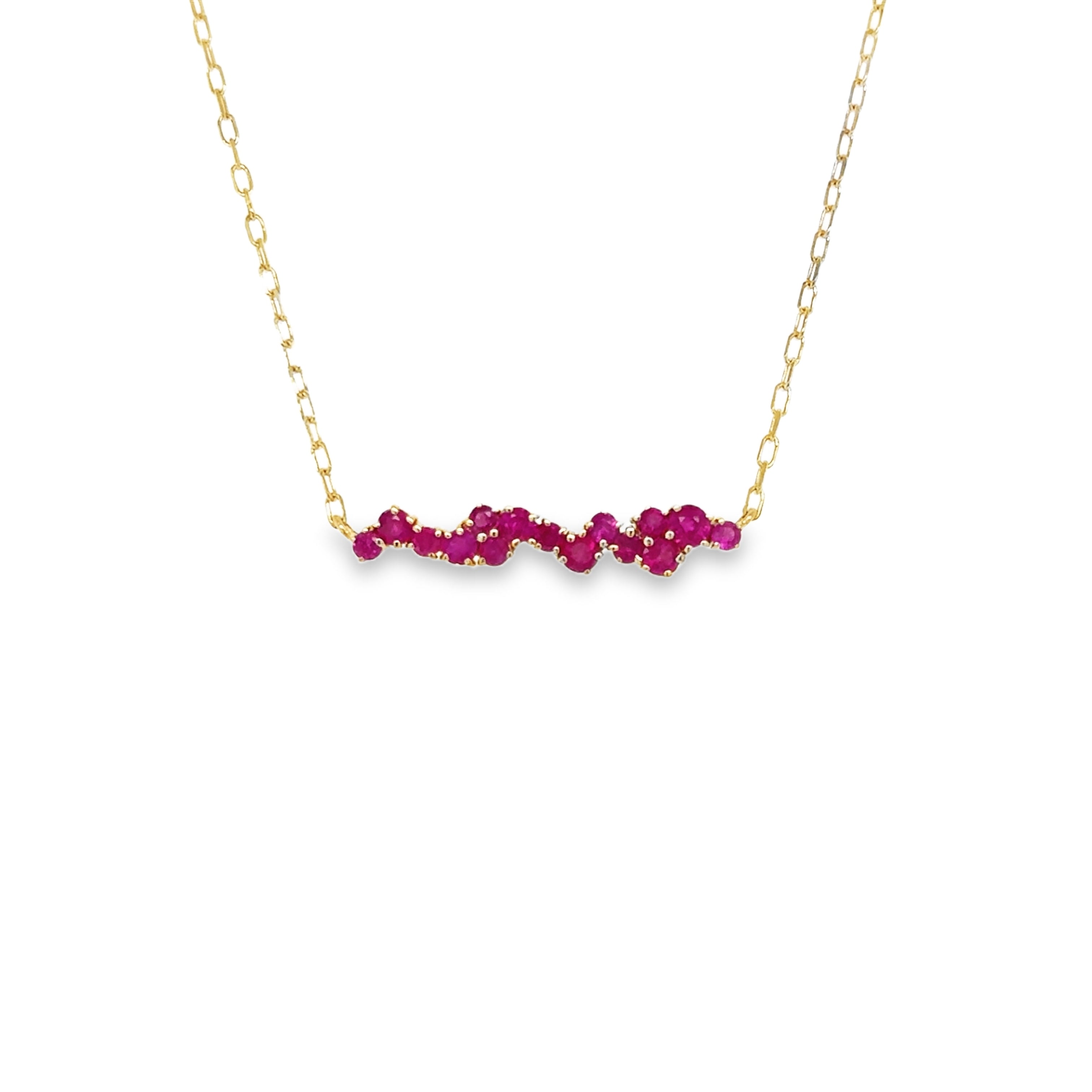 Collar De Barra De Rubí De Oro Amarillo De 14Kt 0.76 Ct.