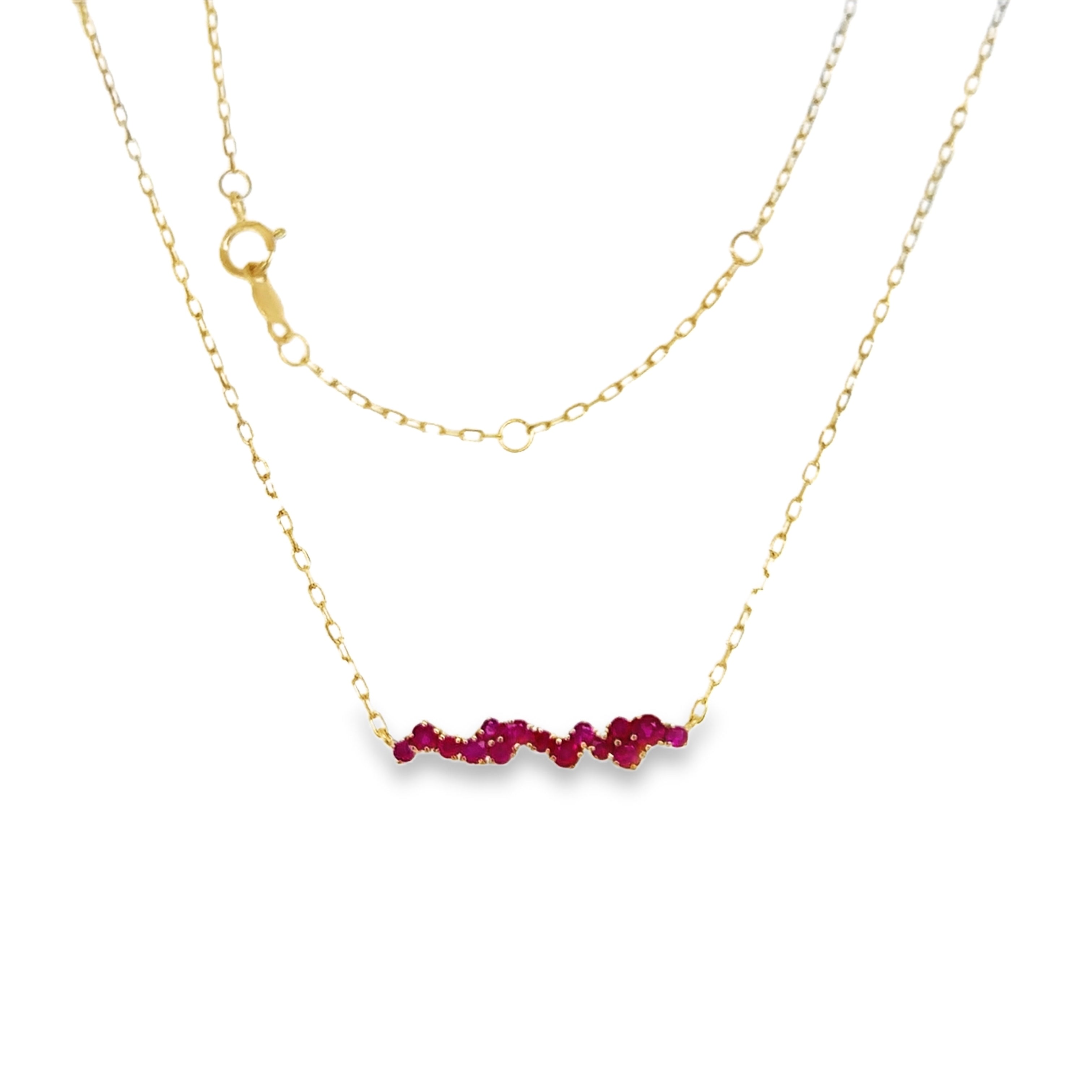 Collar De Barra De Rubí De Oro Amarillo De 14Kt 0.76 Ct.