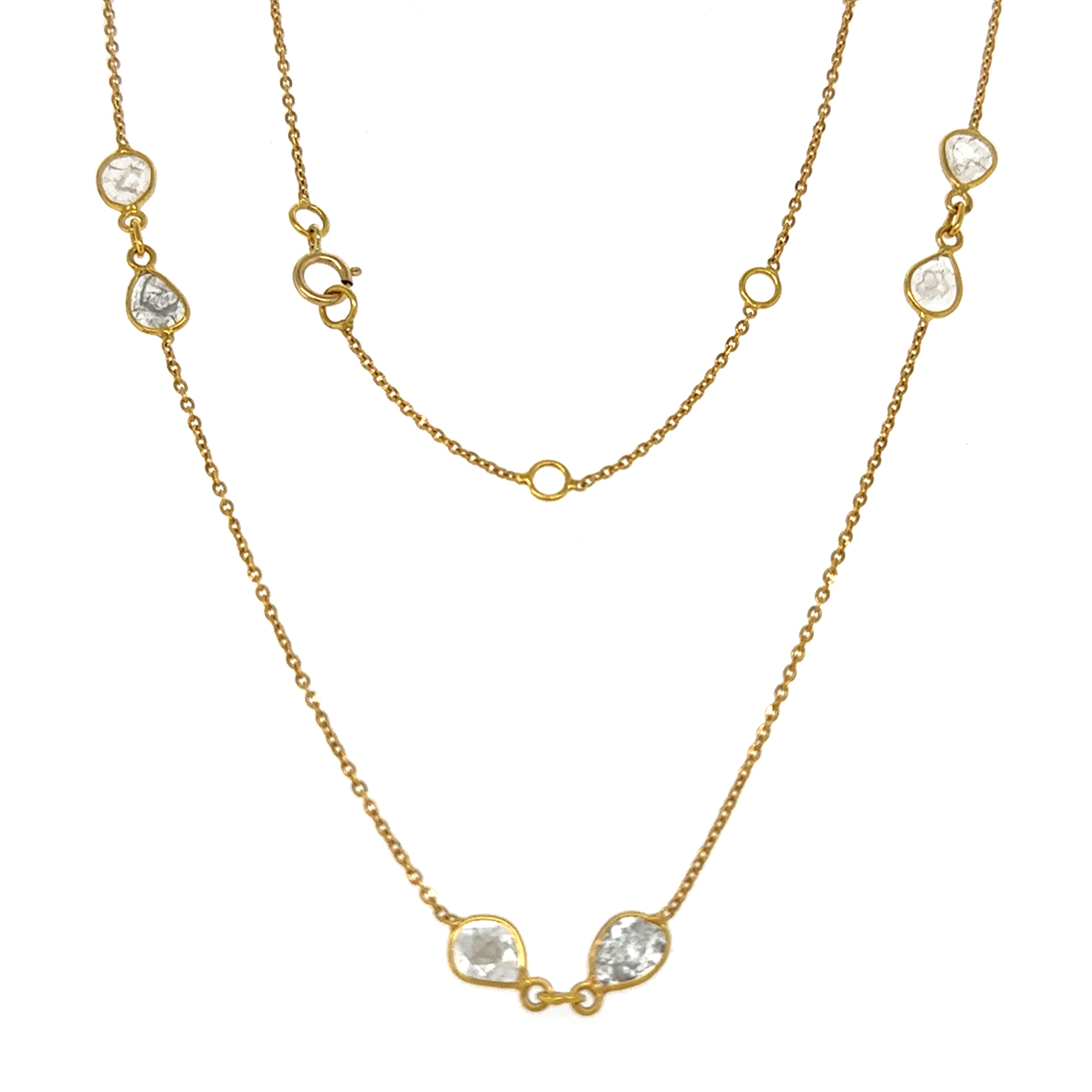 Collar De Corte De Diamante Biselado En Oro Amarillo De 18Kt 24" 1.33 Ct.