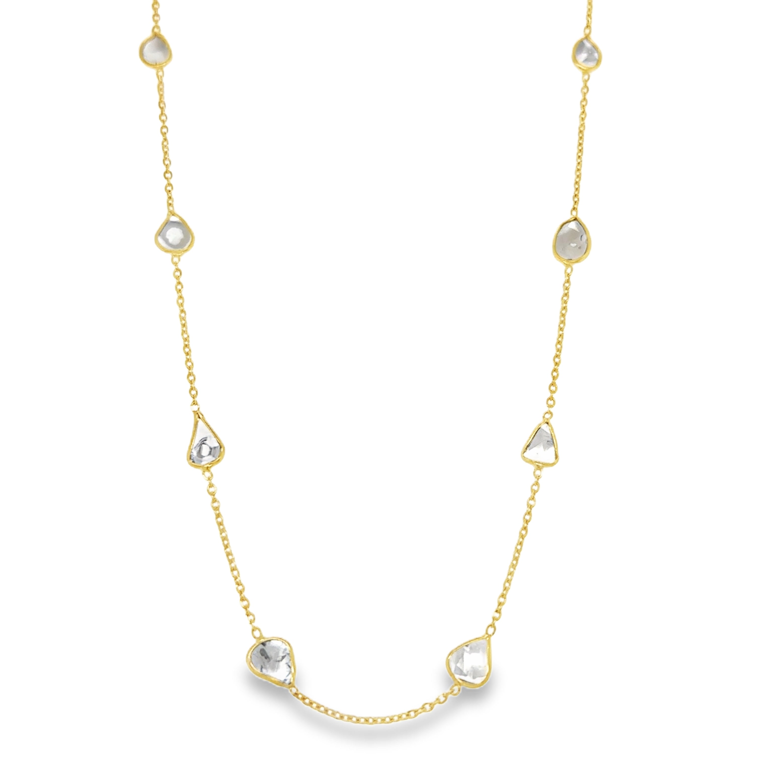 Collar De Corte De Diamante Biselado De Oro Amarillo De 18 K De 18"