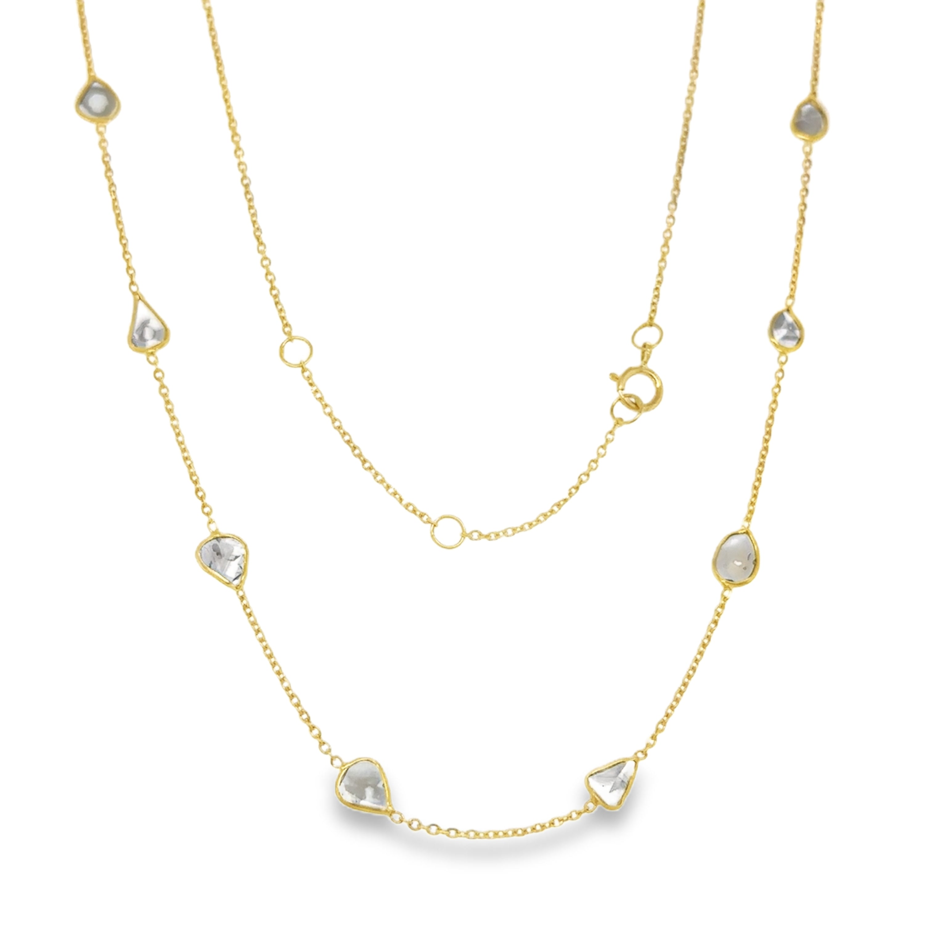 Collar De Corte De Diamante Biselado De Oro Amarillo De 18 K De 18"