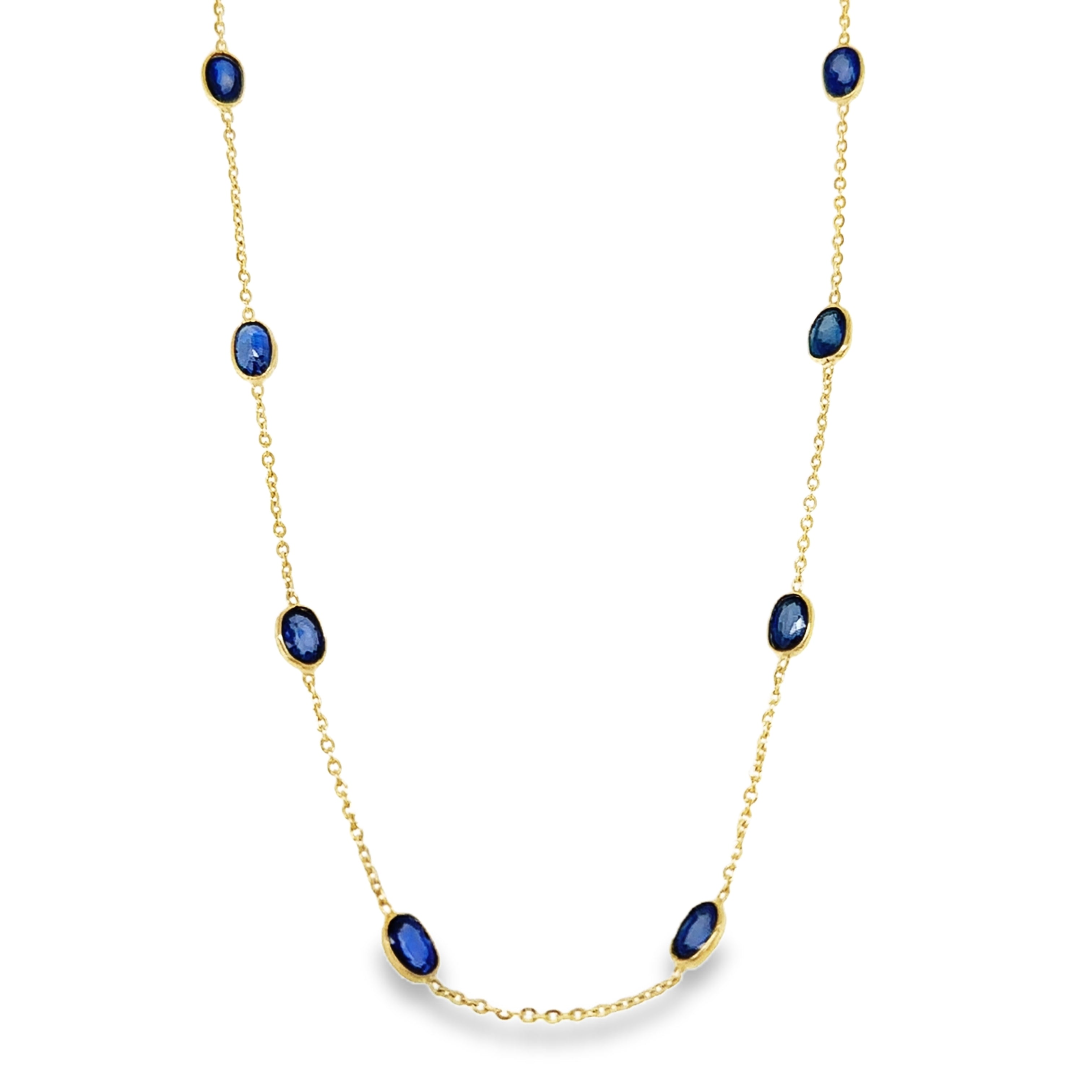 Collar De Zafiro Biselado En Oro Amarillo De 18Kt 18" 9.7 Ct.