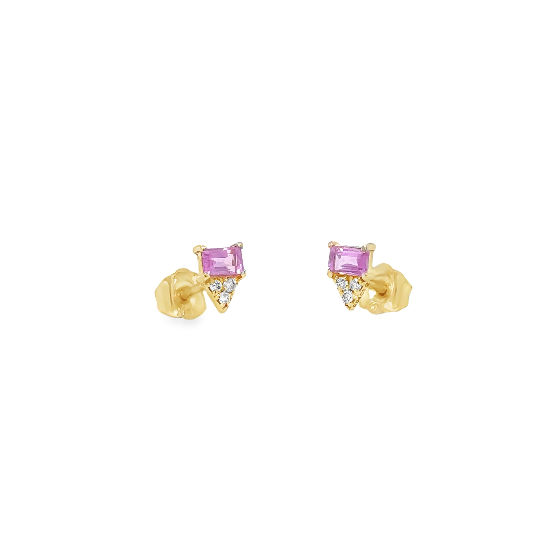 14Kt Yellow Gold Pink Sapphire and Diamond Earrings, 0.29 CT