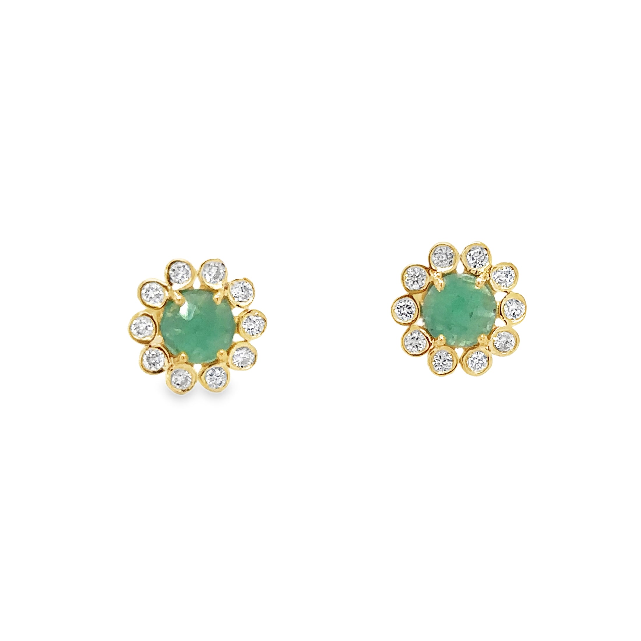 Pendiente De Oro Amarillo De 18 K Con Esmeralda Y Diamantes 1.24 TCW.