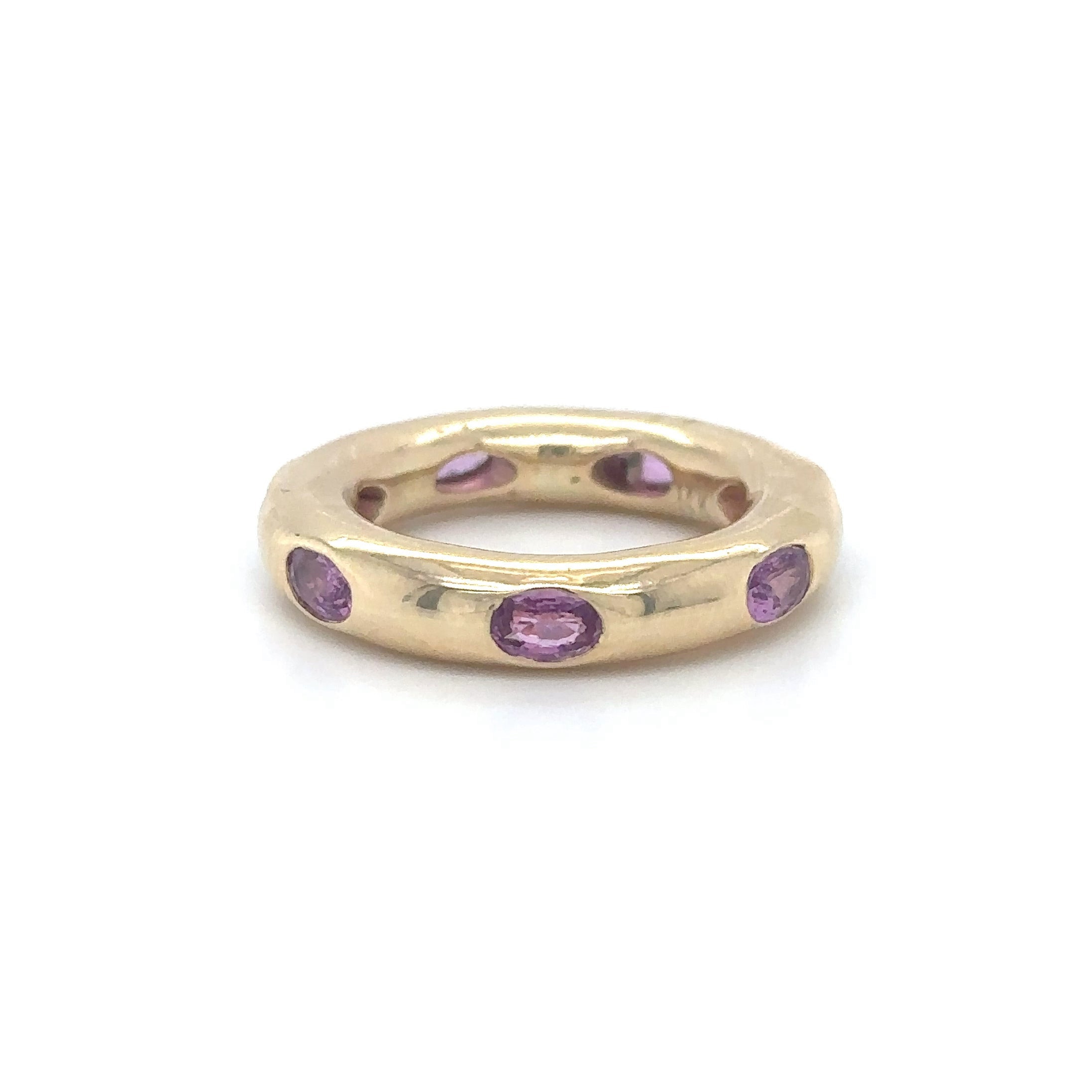 Anillo De Rosquilla Ovalada De Zafiro Rosa De Oro Amarillo De 14Kt 2.16 Ct.