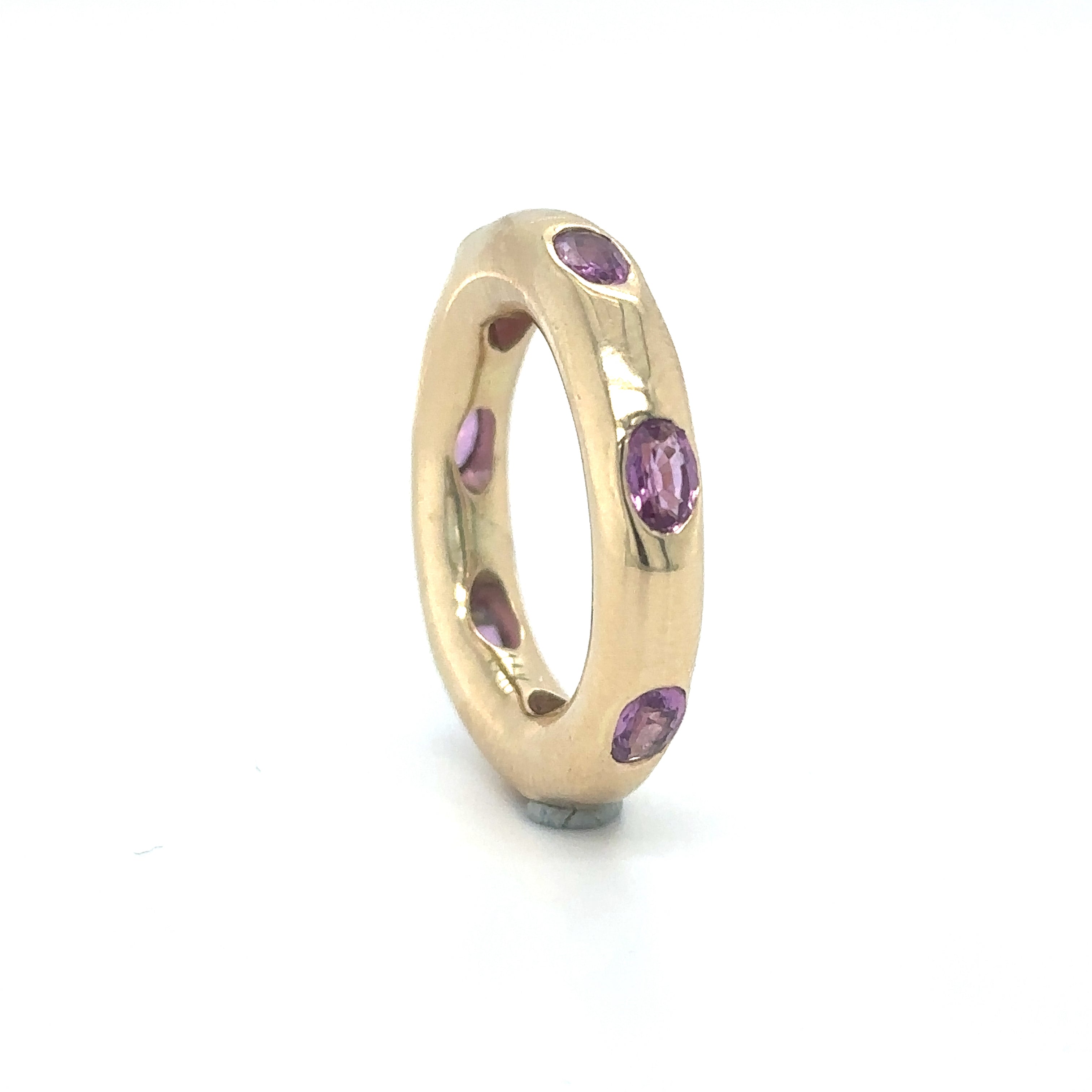 Anillo De Rosquilla Ovalada De Zafiro Rosa De Oro Amarillo De 14Kt 2.16 Ct.