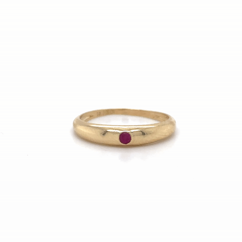 Anillo Rubí Oro Amarillo De 14Kt 0.09 Ct.