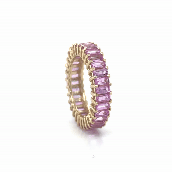 Anillo De Oro Amarillo De 14 Quilates Zafiro Rosa 4.7 Ct.