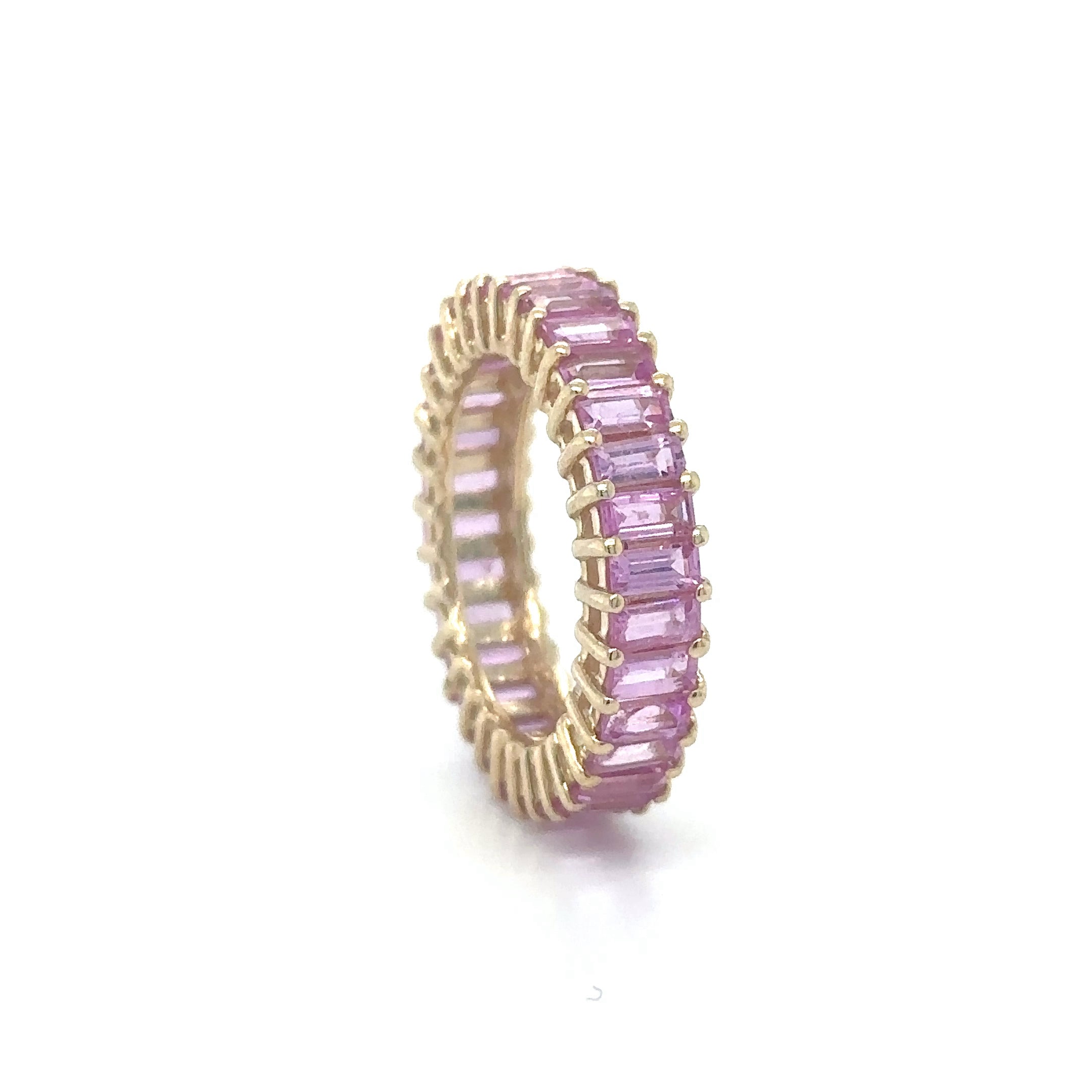 Anillo De Oro Amarillo De 14 Quilates Zafiro Rosa 4.7 Ct.