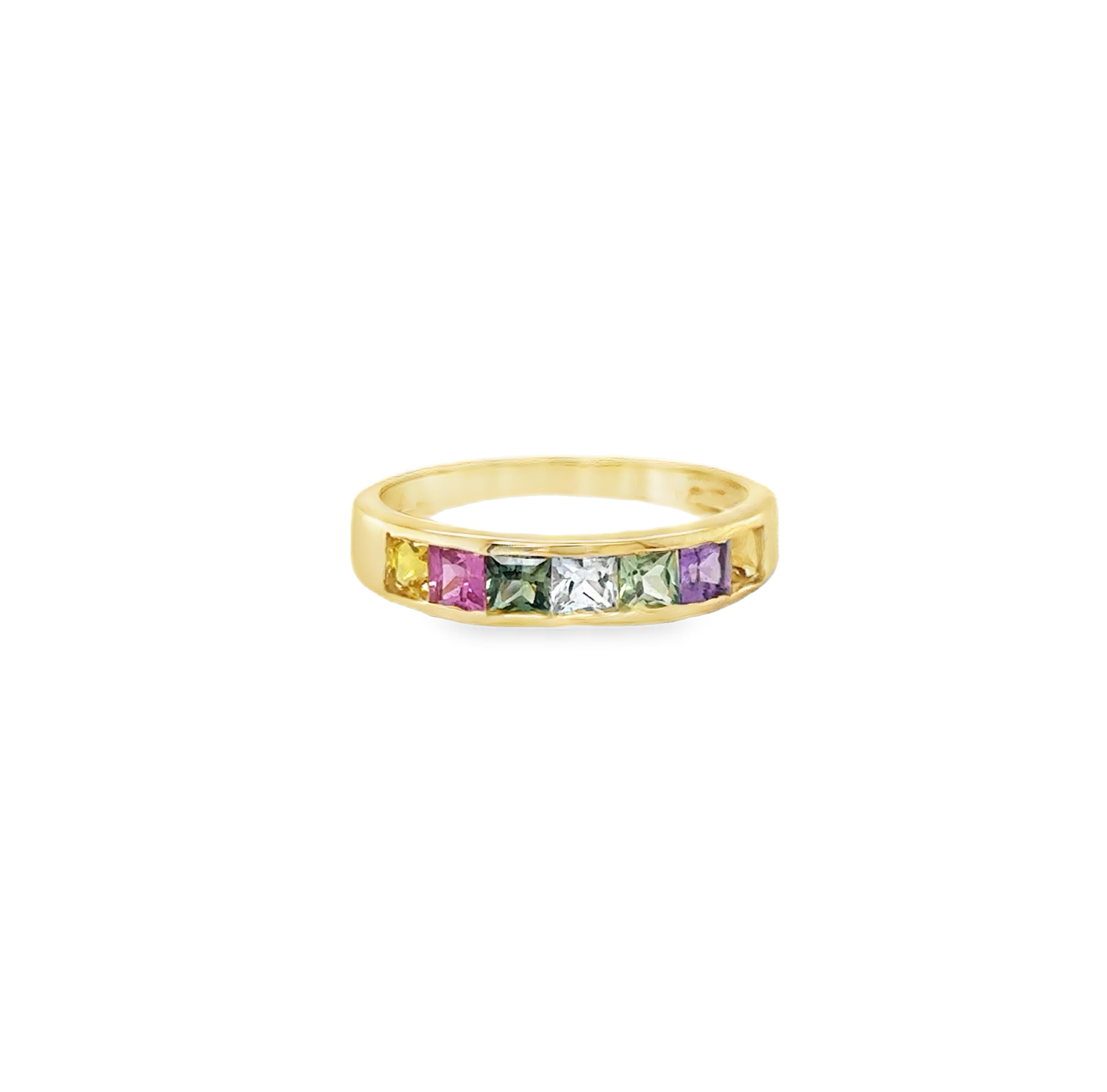 Anillo De Oro Amarillo De 18 Quilates De Zafiro Múltiple 1.28 Ct.