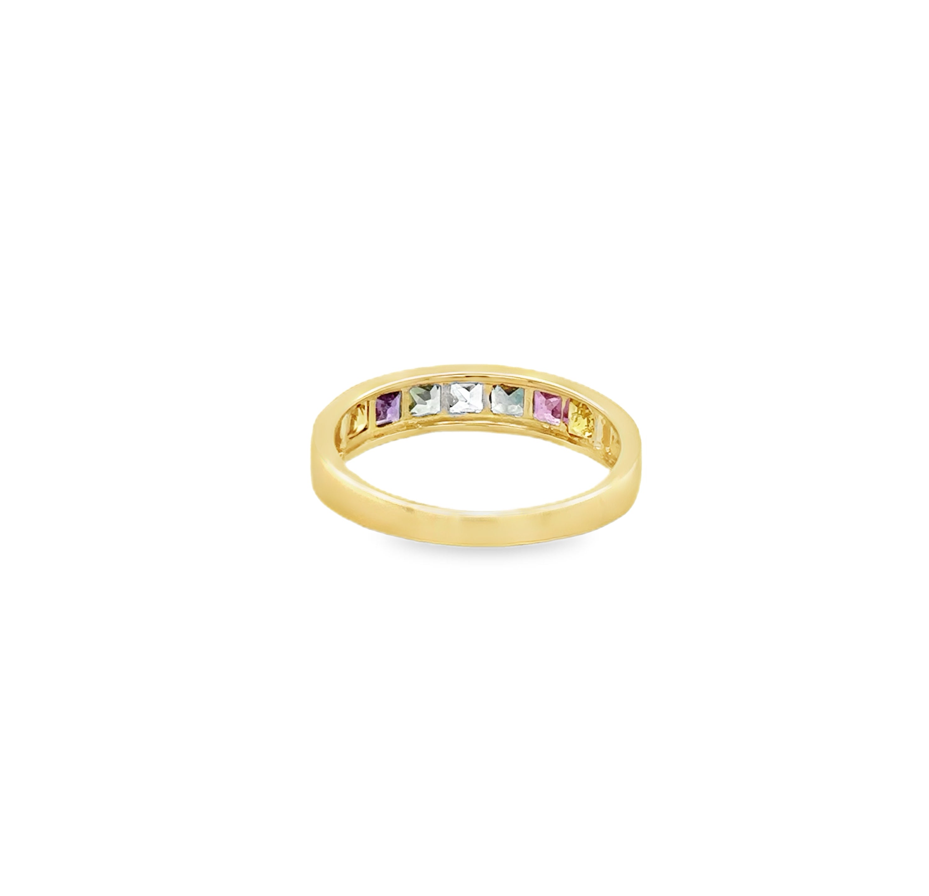 Anillo De Oro Amarillo De 18 Quilates De Zafiro Múltiple 1.28 Ct.