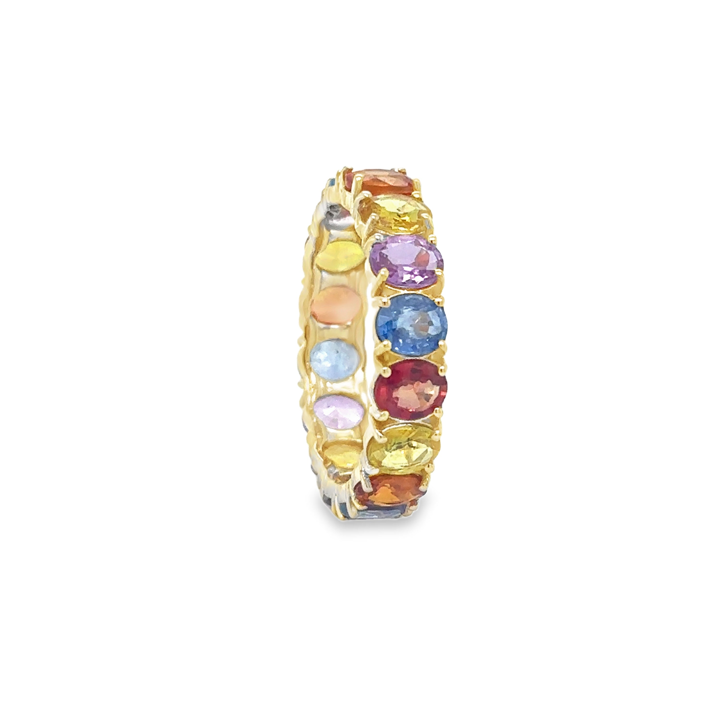 Anillo De Zafiro Multicolor Oro Amarillo De 14Kt 5.7 Ct.