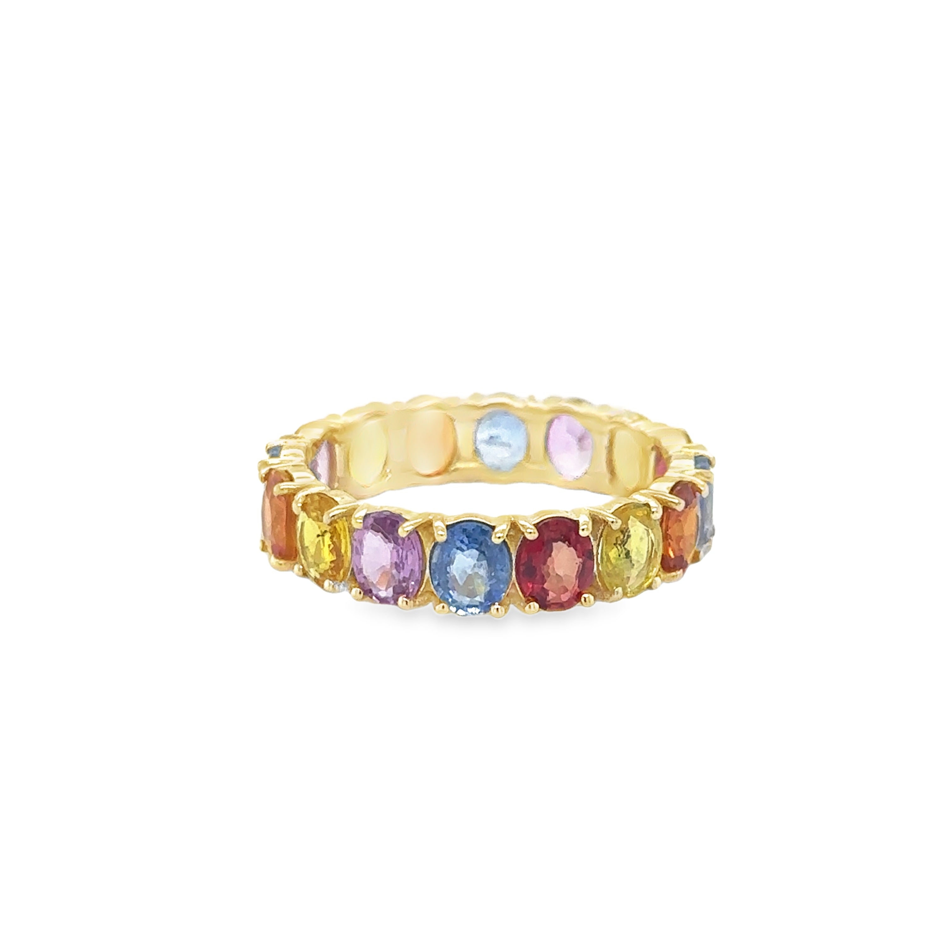 Anillo De Zafiro Multicolor Oro Amarillo De 14Kt 5.7 Ct.