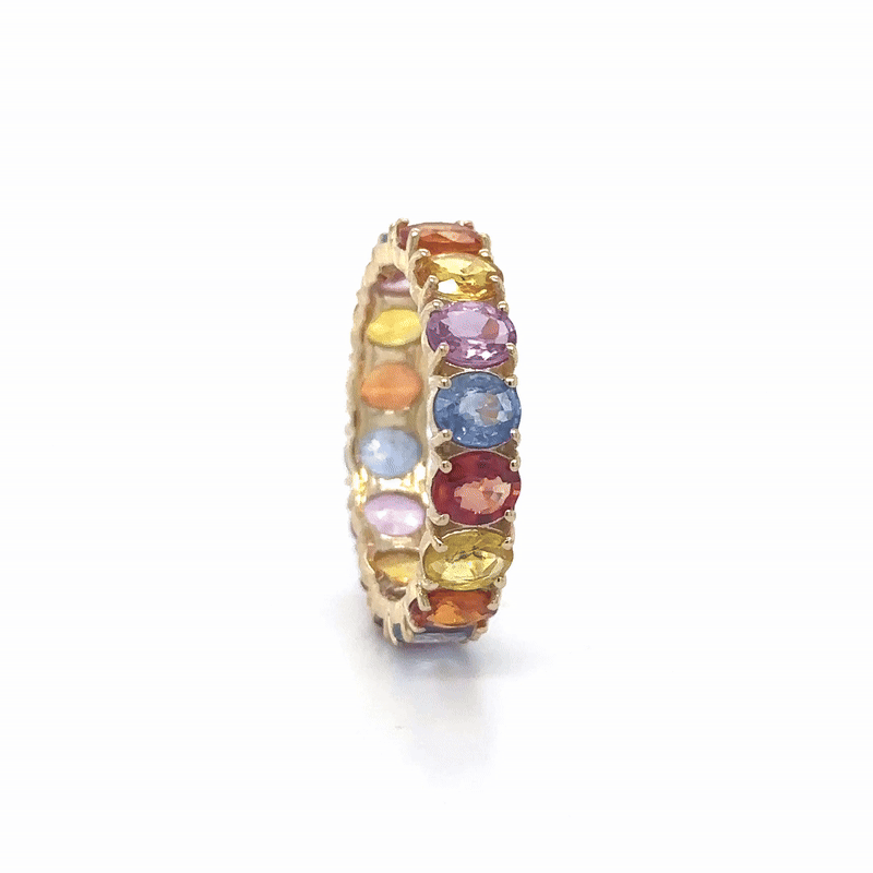 Anillo De Zafiro Multicolor Oro Amarillo De 14Kt 5.7 Ct.