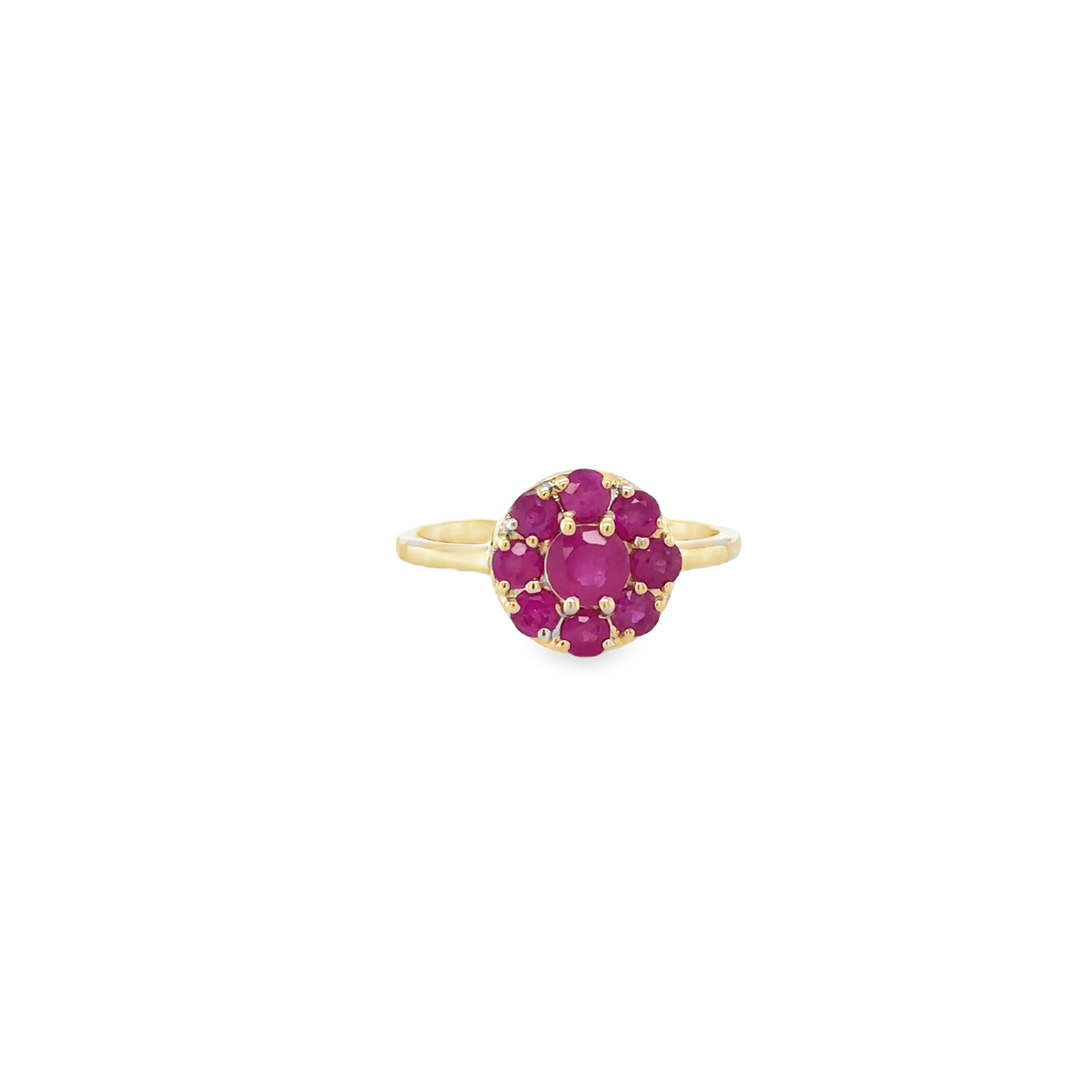 Anillo De Oro Amarillo Y Rubí De 14 K