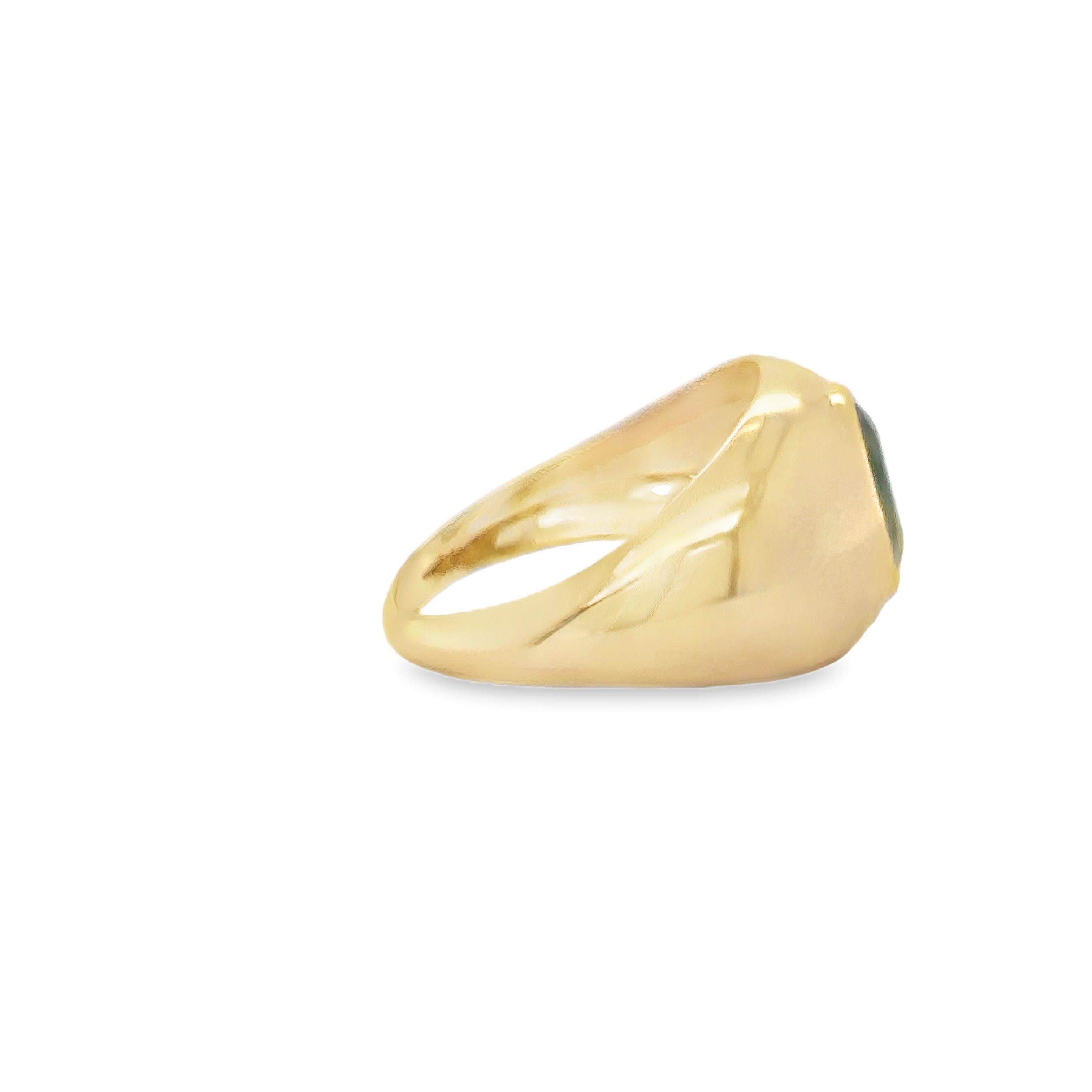 Anillo De Oro Amarillo De 14 Quilates Zafiro Verde 2.4 Ct.