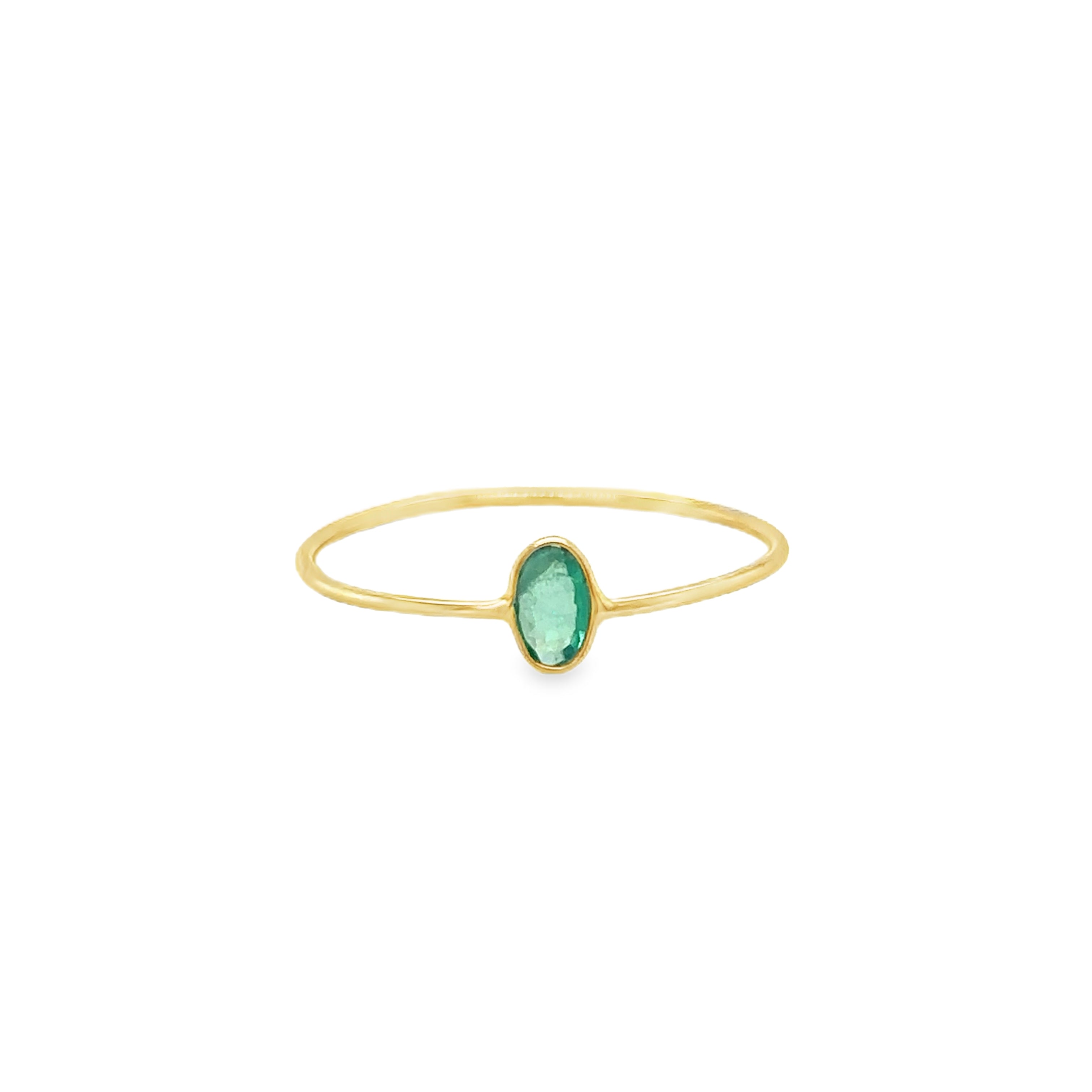 Anillo De Esmeralda De Oro Amarillo De 18 Kt 0.2 Ct.