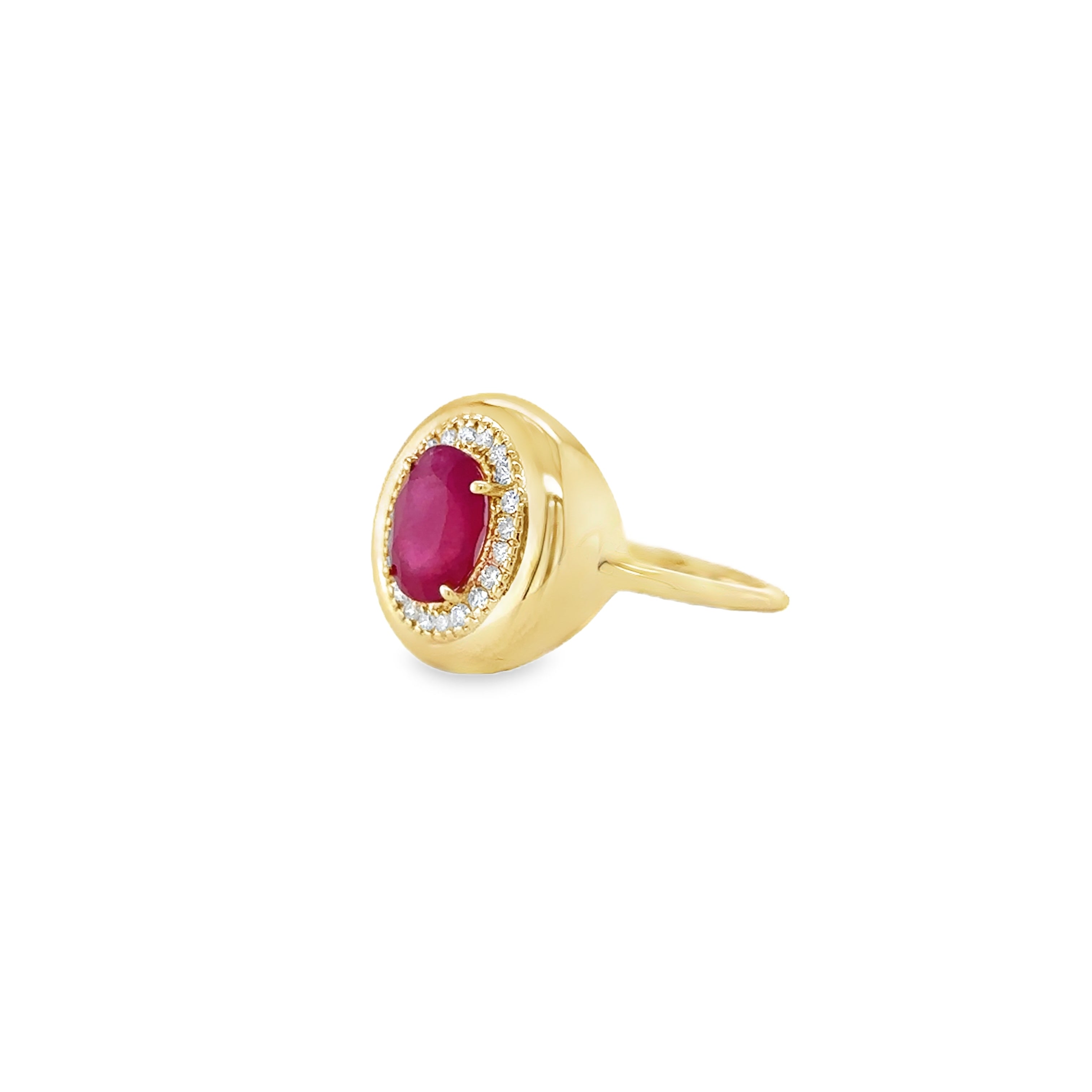 Anillo De Oro Amarillo De 14 Quilates Con Diamantes Y Rubíes 1.82 Ct.