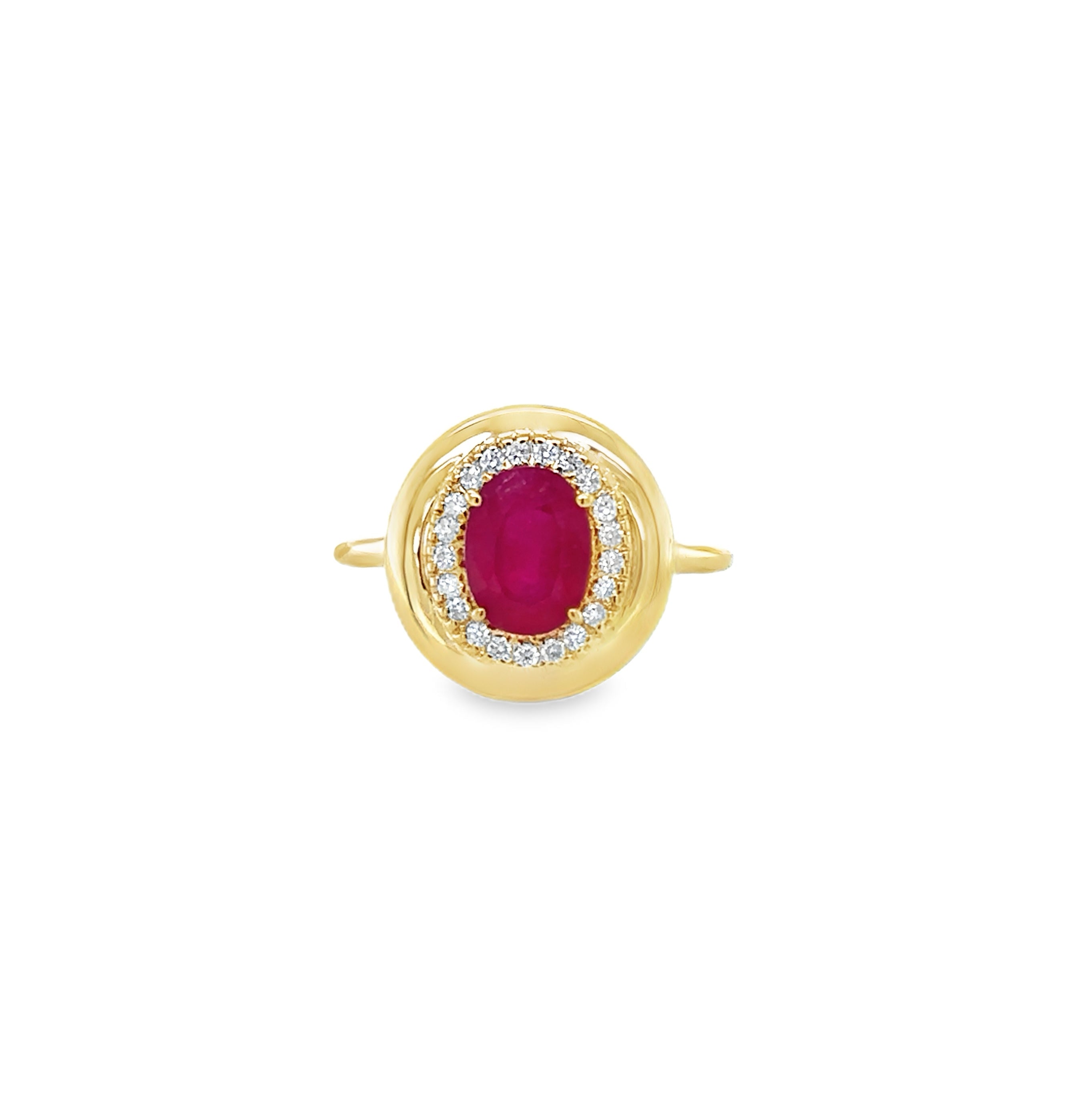 Anillo De Oro Amarillo De 14 Quilates Con Diamantes Y Rubíes 1.82 Ct.