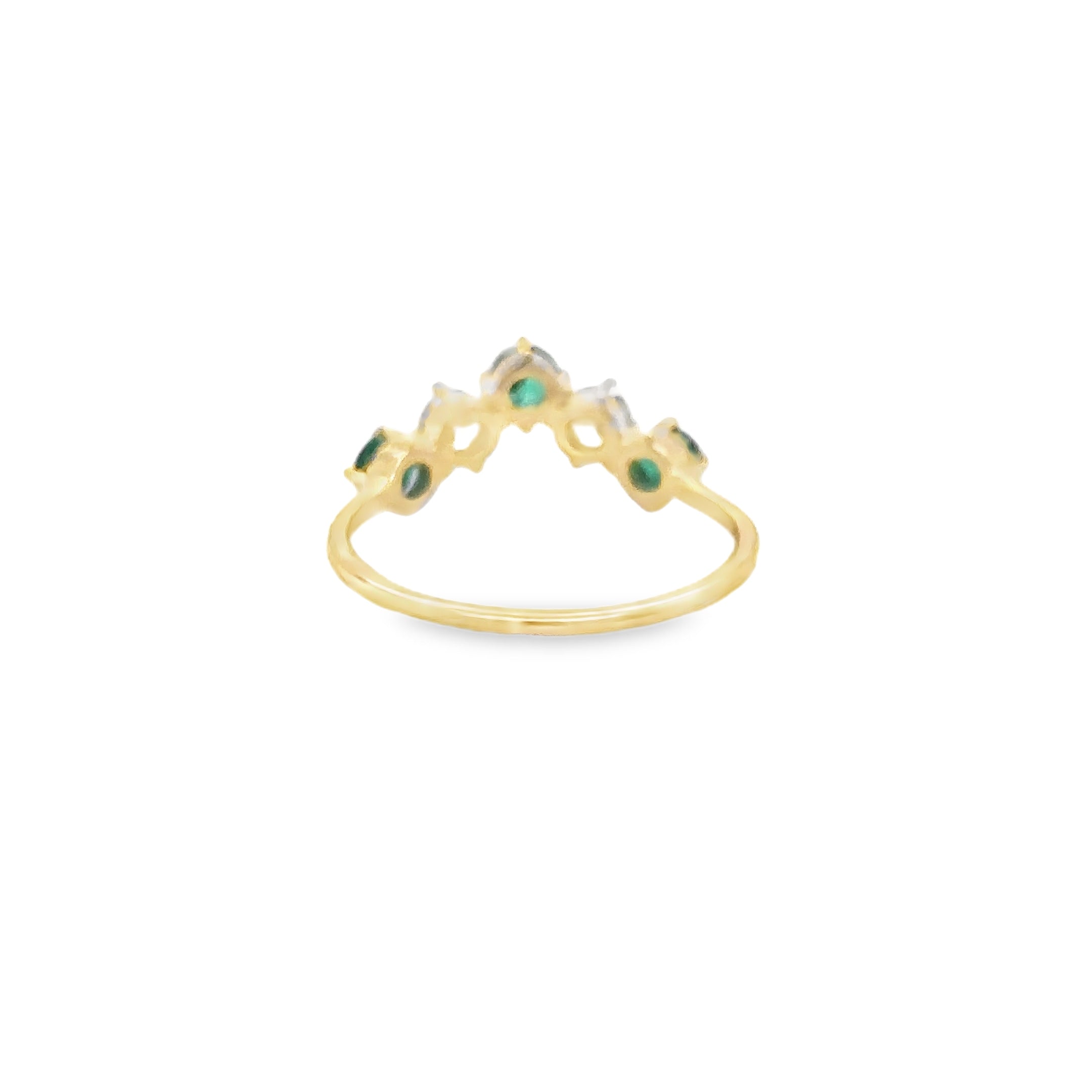 Anillo De Oro Amarillo De 14 K Con Esmeraldas Y Diamantes