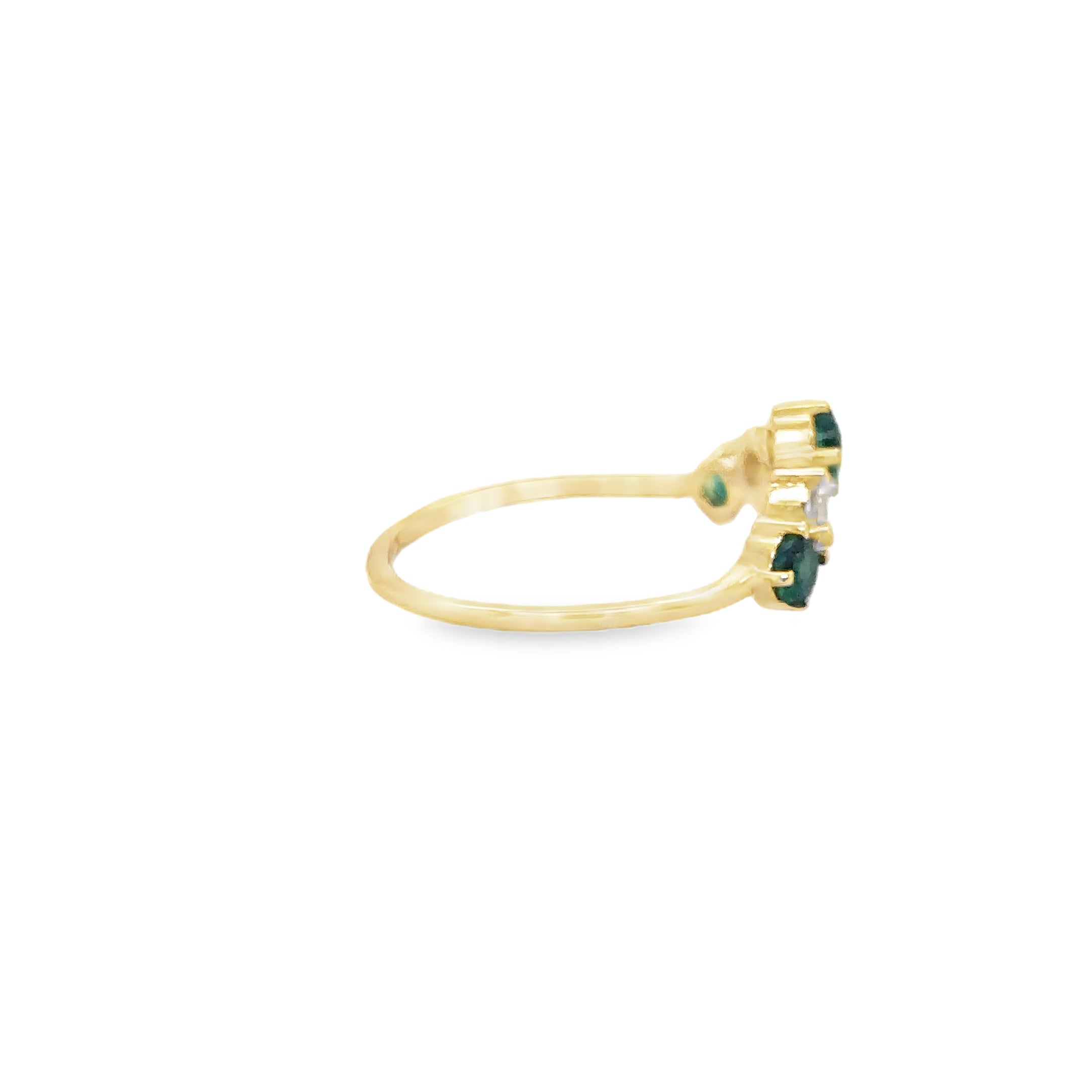 Anillo De Oro Amarillo De 14 K Con Esmeraldas Y Diamantes