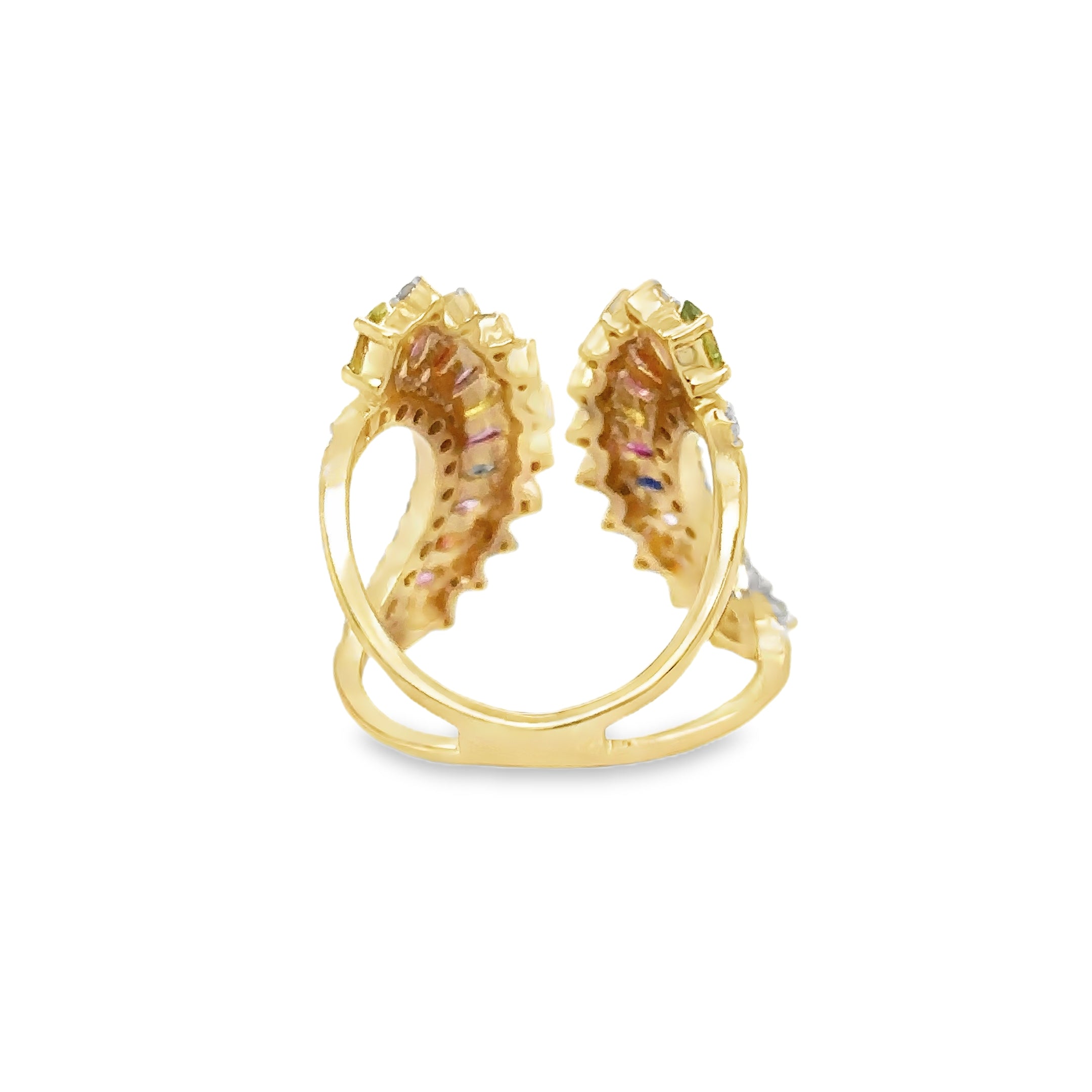 Anillo Multi Zafiro Y Diamantes En Oro Amarillo De 14K 2.77 TCW.