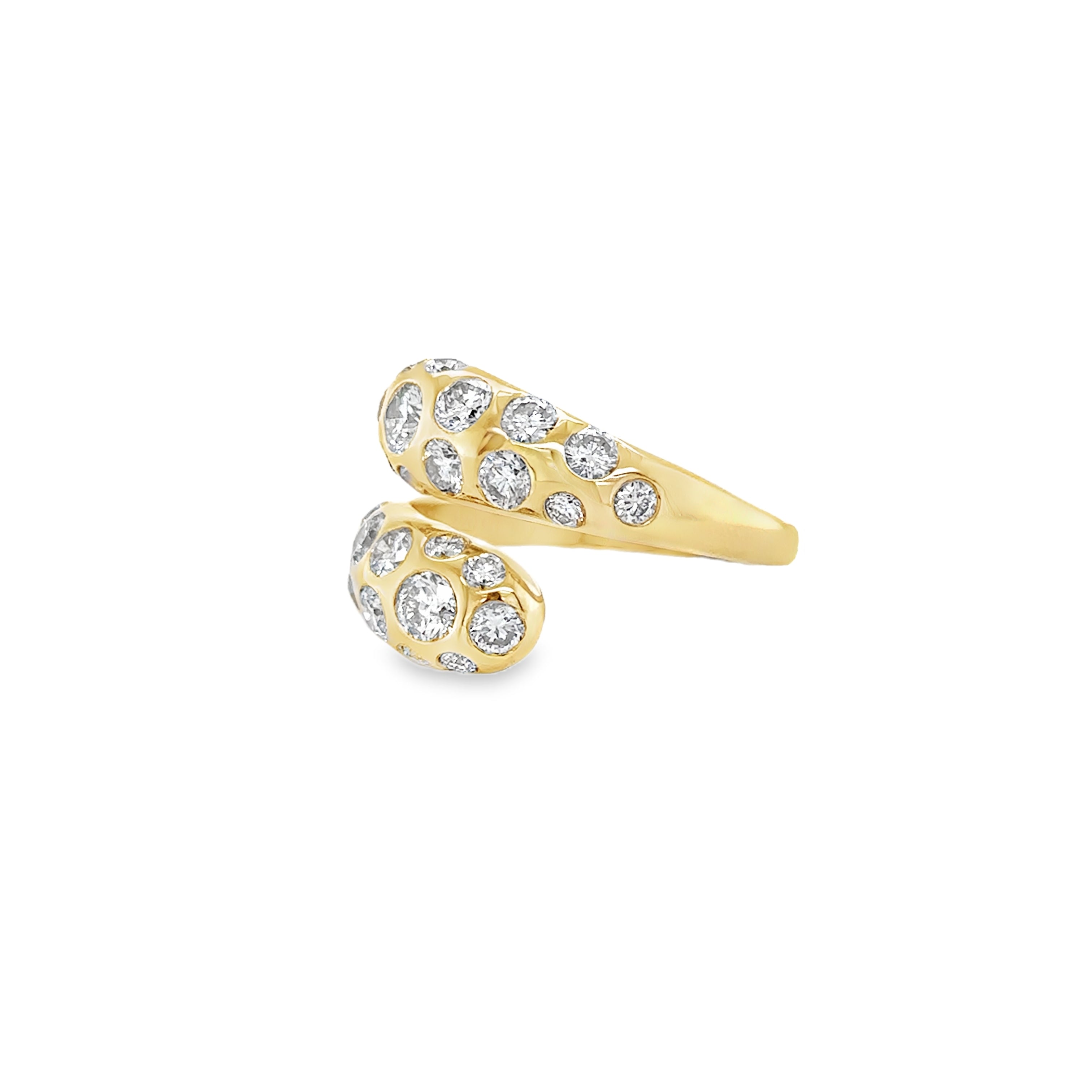 Anillo Envolvente De Oro Amarillo De 14 Quilates Con Diamantes 2.2 Ct.