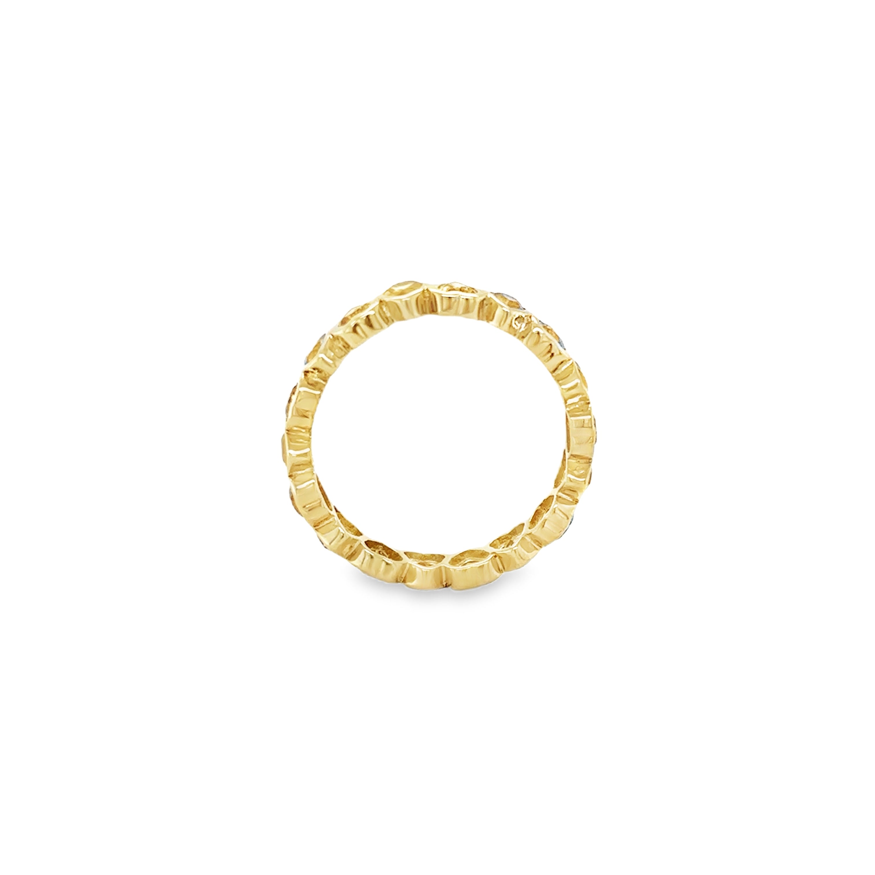Anillo Eternity Corazón De Zafiro Amarillo Biselado De Oro Amarillo De 14 Kt